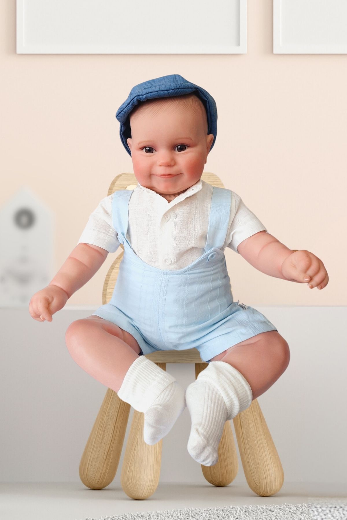 Minytrendy Yenidoğan Erkek Bebek Takım Casual Gömlek Askılı Şort Bayramlık Bebek Kıyafeti Hediyelik