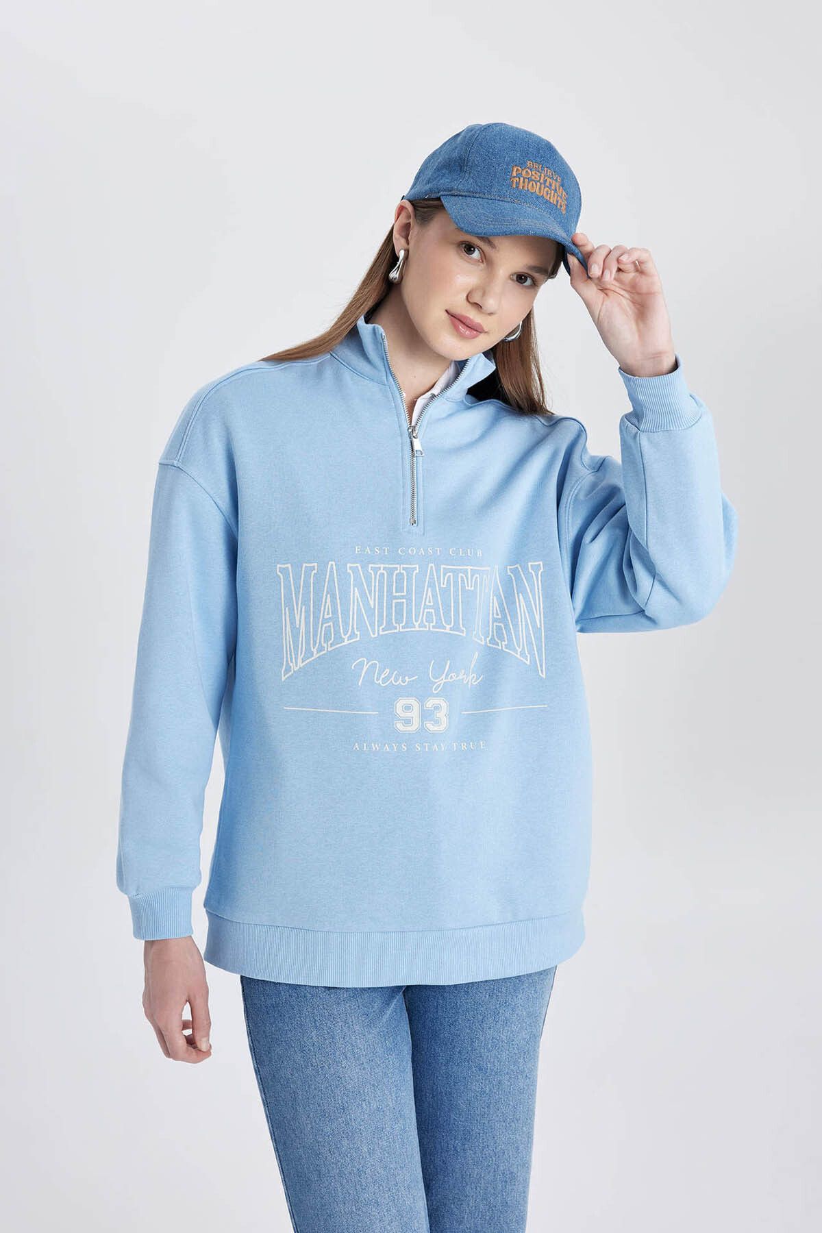 Defacto Kadın Sweatshirt Mavi C1671ax/be281