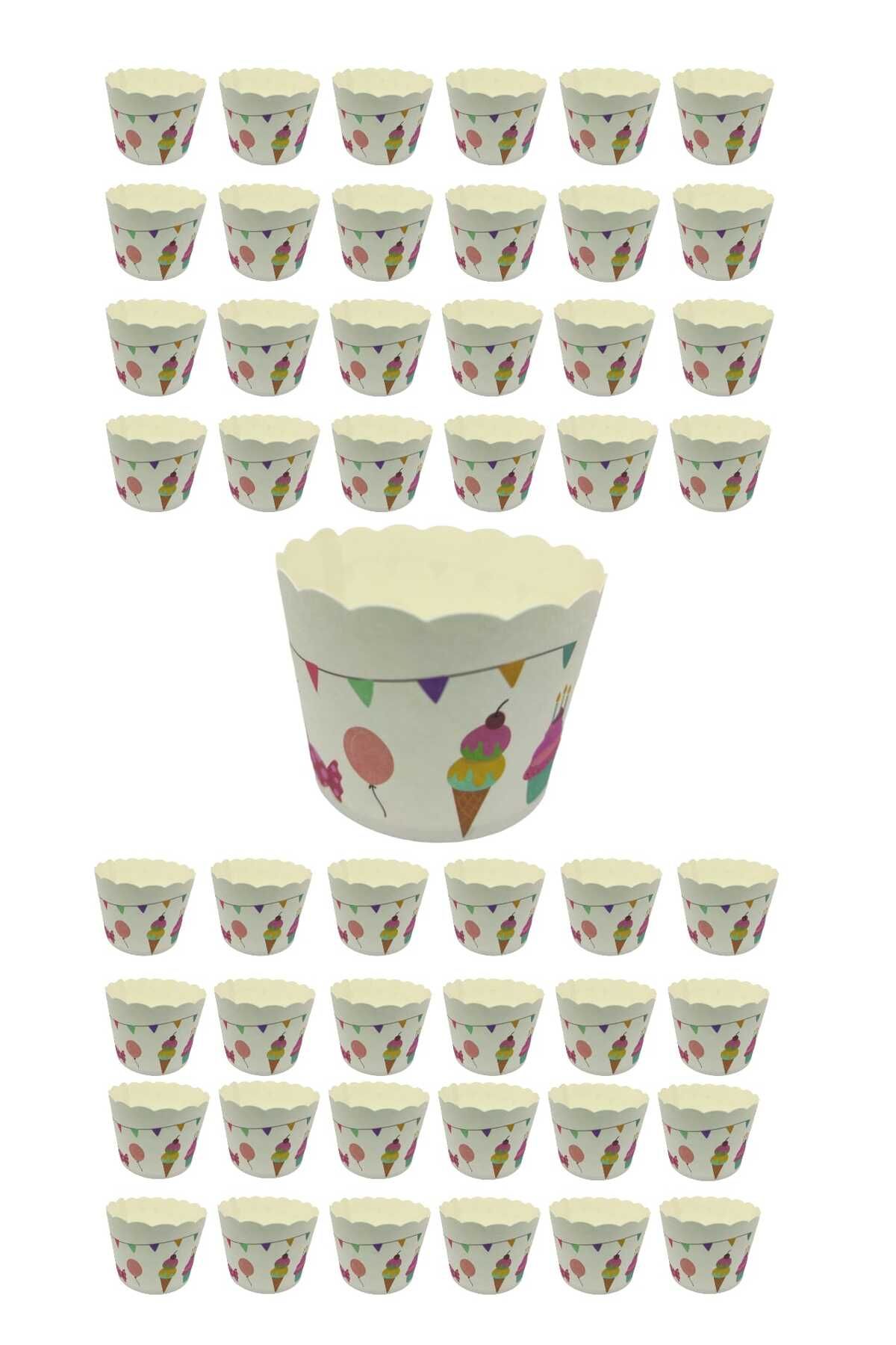 shopuyguntekno CupCake KeK Muffin Kapsülü Isıya Dayanıklı Karton Kalıp Parti Doğum Günü  Desenli 48 Adet