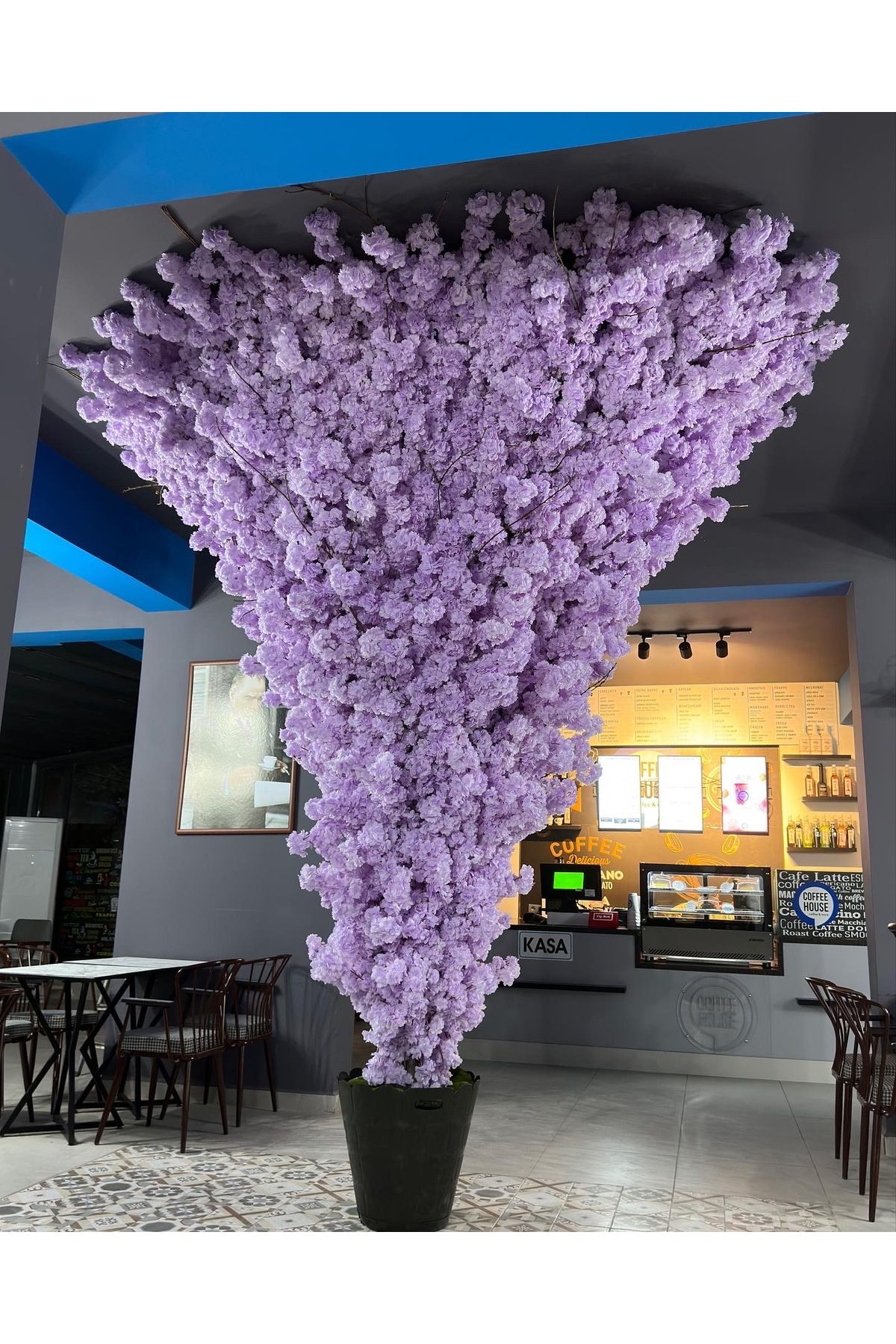 İremÇiçekçilik Metal saksıda yapay ağaç köşe çiçeği yapaycicekuygula