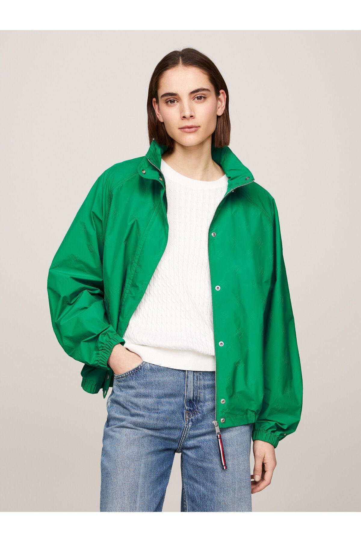 Tommy Hilfiger Kadın Marka Logo Detaylı Regular Fit Uzun Kollu Yeşil Ceket WW0WW41554-L4B