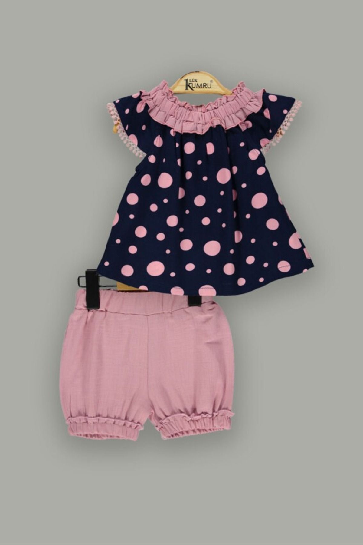 DIDuStore Kız Bebek Klasik Puantiyeli Bluz ve Şort Seti - Eğlence Zamanı Koleksiyonu