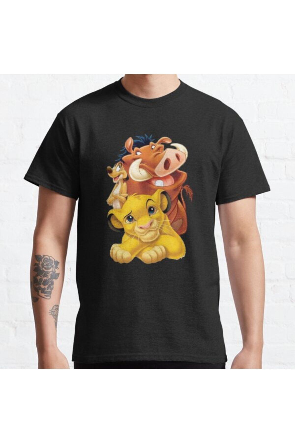 ZOKAWEAR Bol Kalıp Lion King Simba Timon And Pumbaa Tasarım Baskılı T-shirt