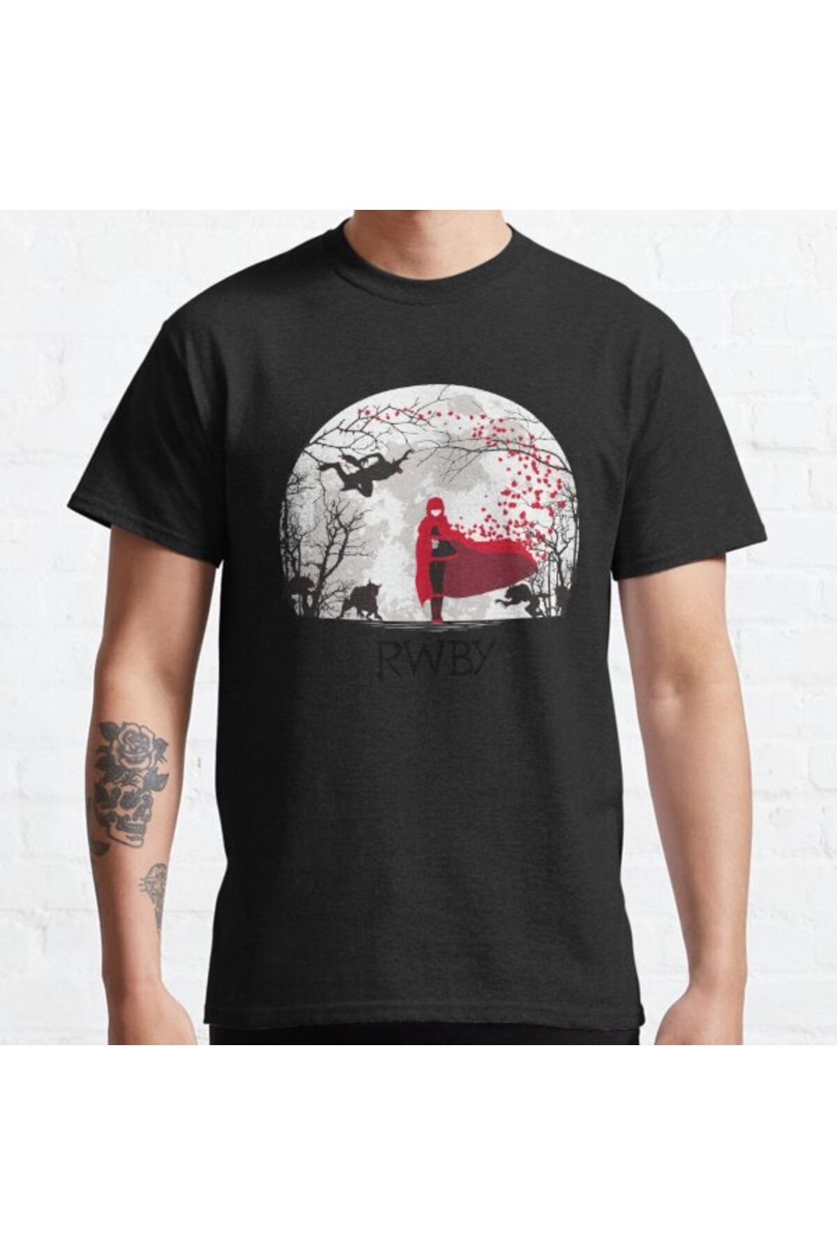 ZOKAWEAR Oversize RWBY Ruby Rose Starry Crescent Sky Ruby Rose Tasarım Baskılı T-Shirt