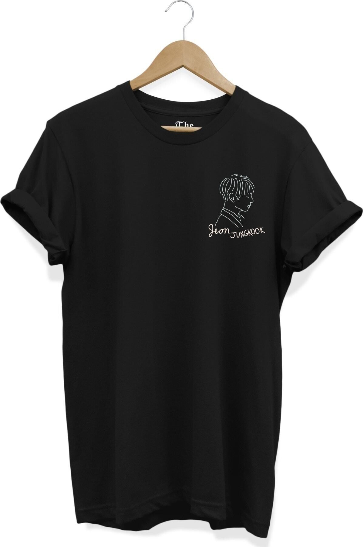 ZOKAWEAR Unisex Bol Kalıp Siyah Bts Grubu Jungkook Baskılı Kısa Kollu T-shirt