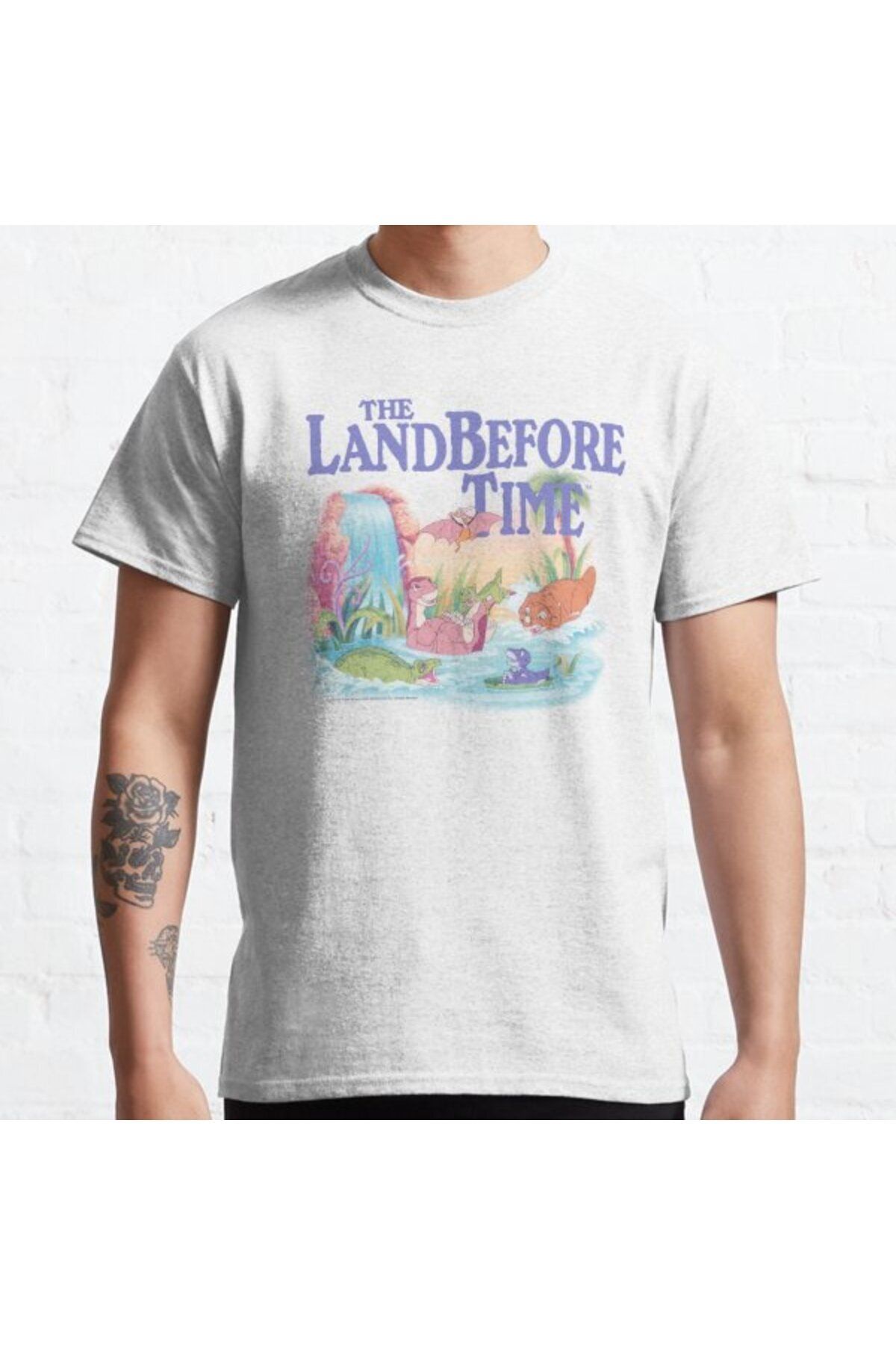ZOKAWEAR Bol Kalıp Unisex Land Before Time Pastel Dinosaur Friends Splashing Around Tasarım Baskılı Tshirt