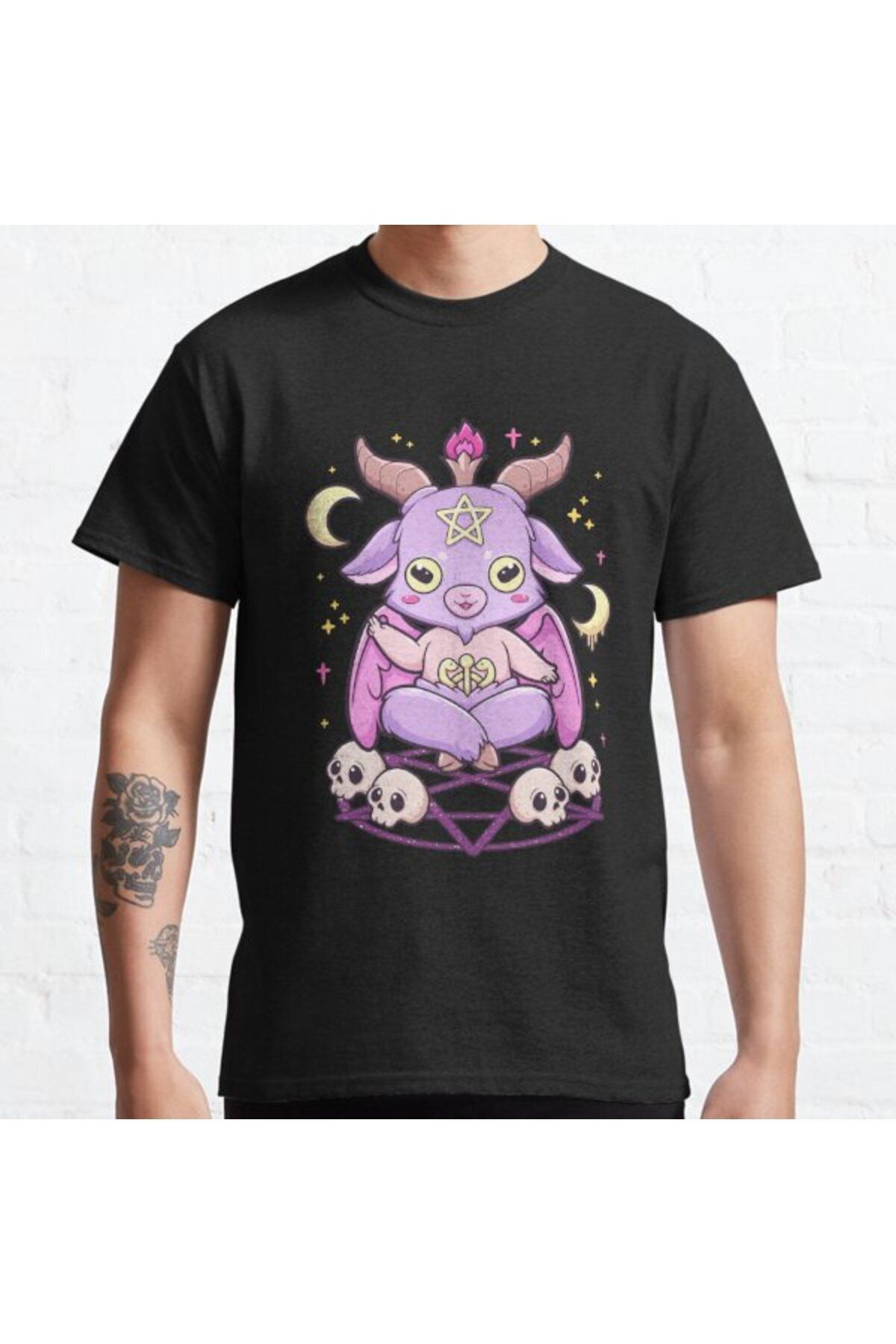 ZOKAWEAR Bol Kalıp Kawaii Pastel Goth Cute Creepy Krampus Tasarım Baskılı T-shirt