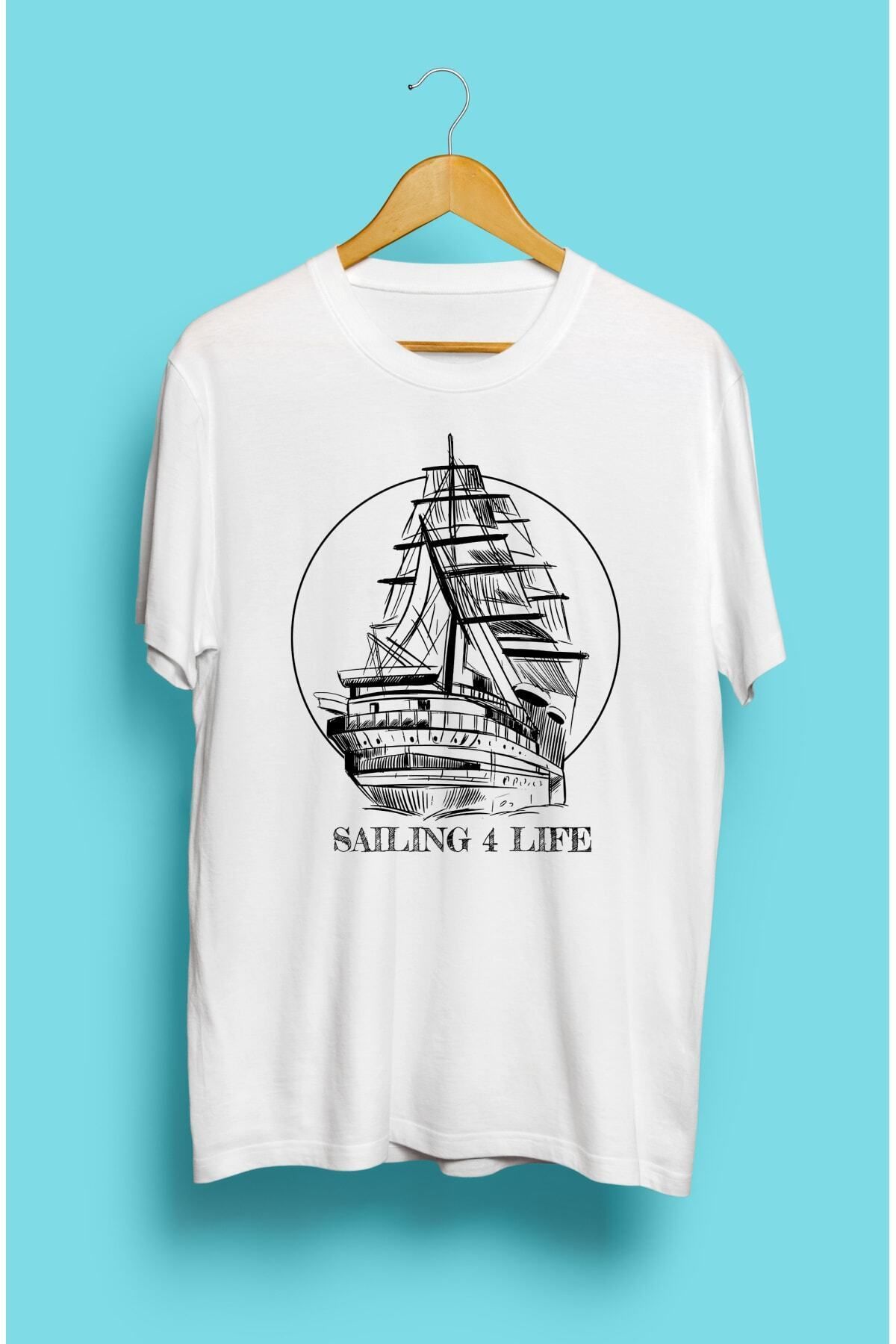 ZOKAWEAR Bol Kalıp Gemi Deniz Denizci Tasarım Baskılı Tişört
