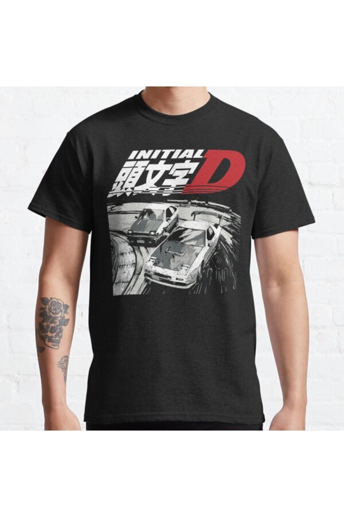 ZOKAWEAR Bol Kalıp Initial D - Drift Racing Tandems Toyota Corolla Ae86 Tasarım Baskılı T-shirt