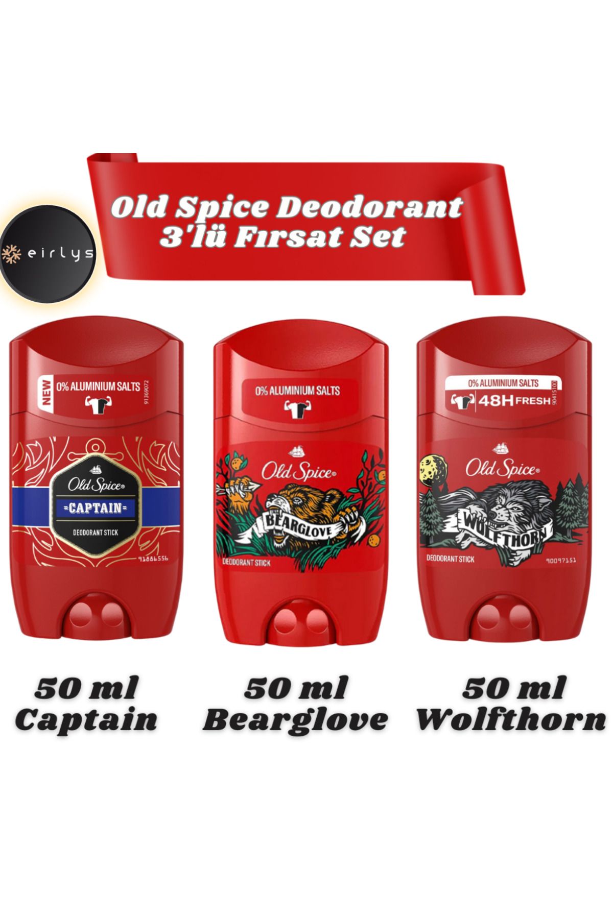 Old Spice Deodorant 3'lü Fırsat Set (Captain-Bearglove-Wolfthorn) / 3 ADET 50 ML DEODORANT