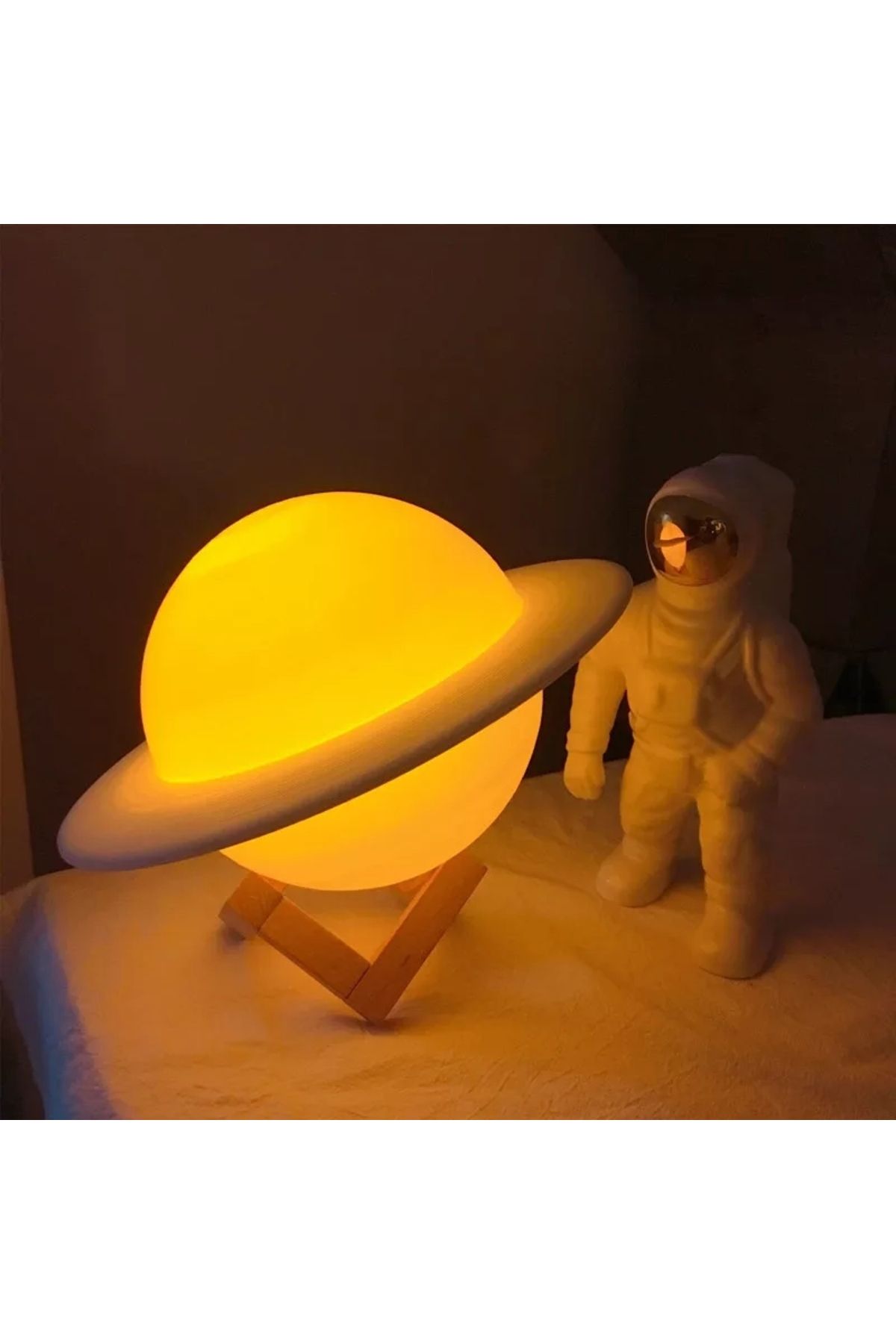 ORİJİNALDÜKKAN 3 Renkli Satürn Gece Lambası Dokunmatik Led Işıklı Ay Hediyelik Çocuk Odası Masa Aydınlatma