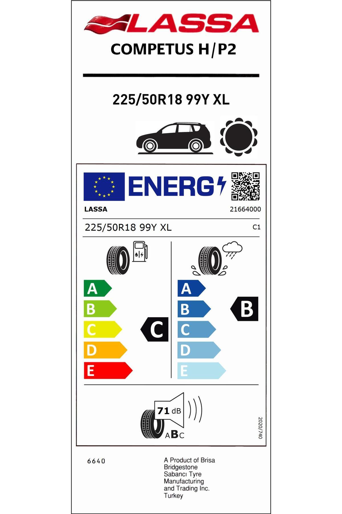 225/50R18 99Y XL COMPETUS H/P 2 (4x4-SUV) YAZ LASTİĞİ (ÜRETİM YILI1302024)