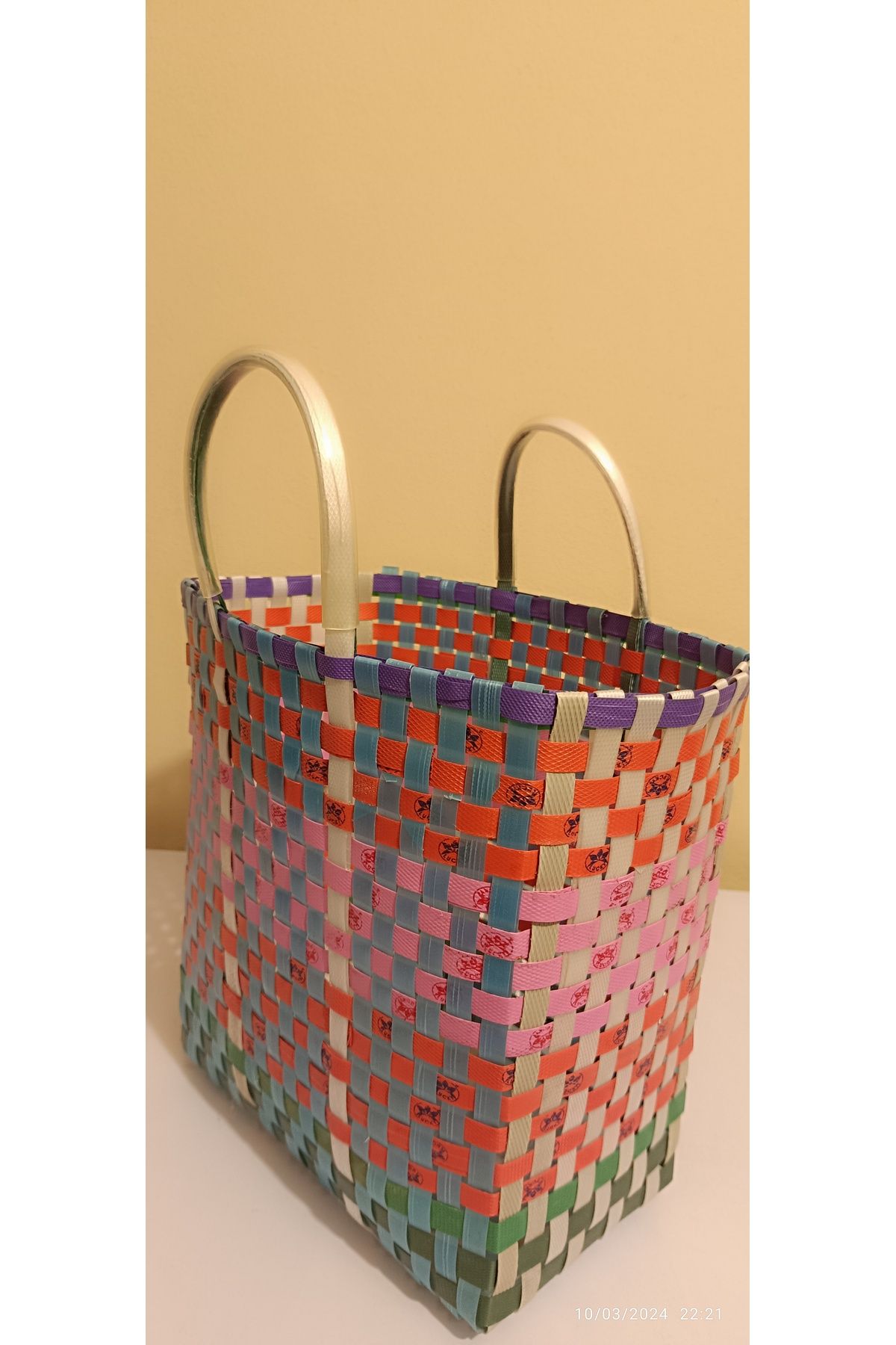 Jewel Plastik el örgü sepet çanta 30×27×15 cm ölçülerinde