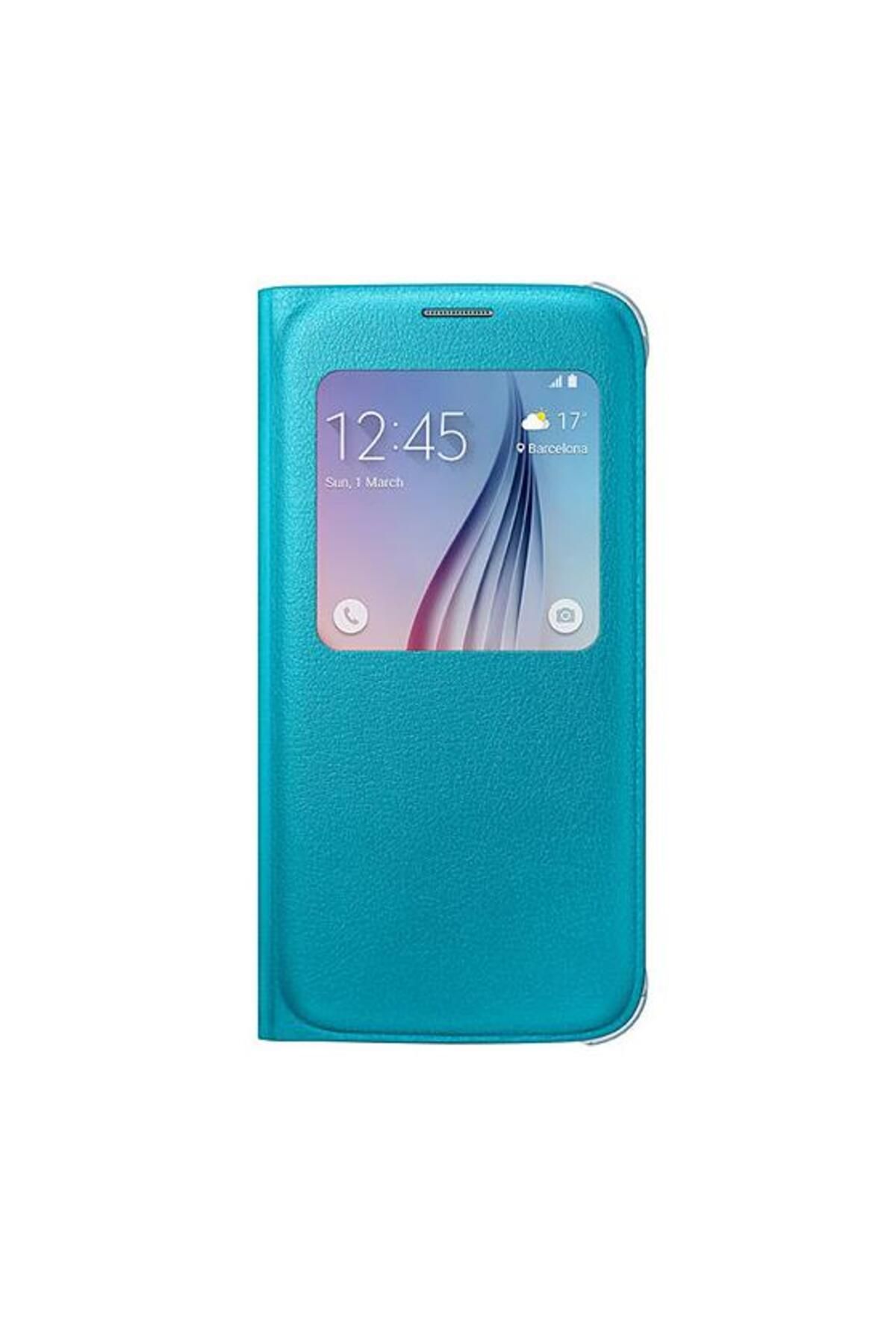 Telefon Aksesuarları Galaxy S6 S-view Cover (DERİ GÖRÜNÜMLÜ) Mavi Ef-cg920plegww