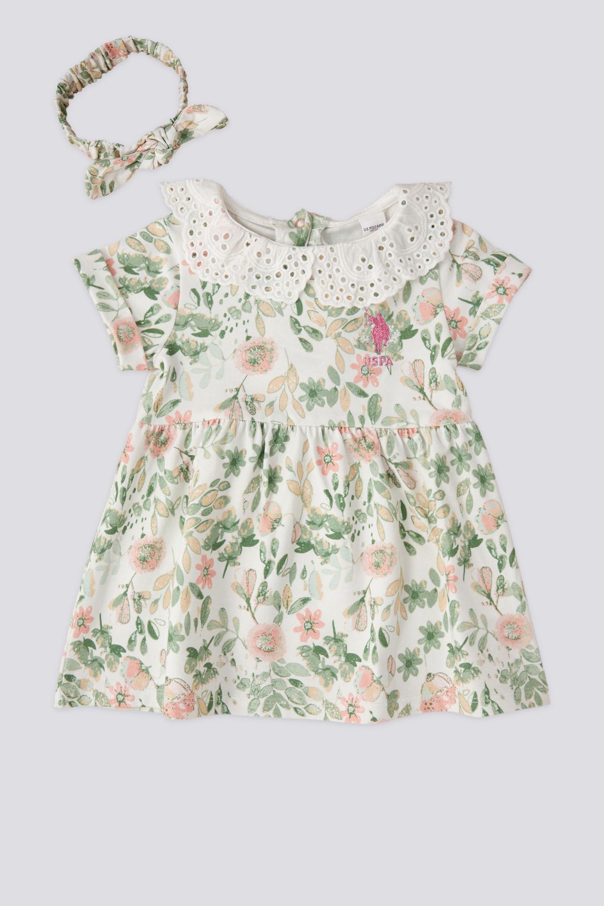 U.S. Polo Assn. US. Polo ASSN. Kız Bebek Çiçek Desenli Elbise