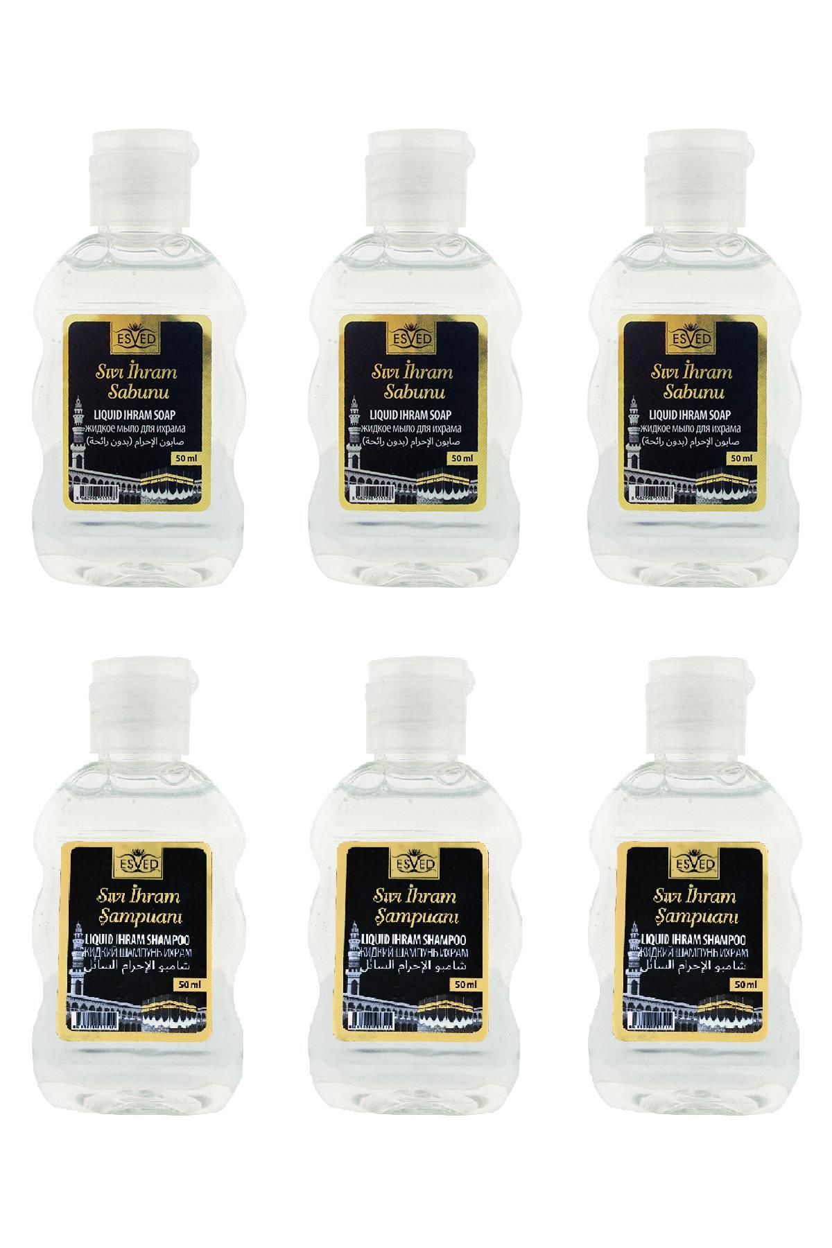 ESVED Kokusuz Sıvı İhram Sabunu Ve Kokusuz Sıvı İhram Şampuanı 50Ml 6 Adet