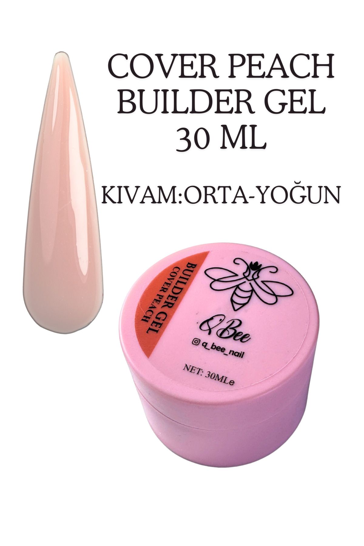 QBEE PROFESSIONAL 30ml Protez Tırnak Jeli Builder Gel Cover Peach