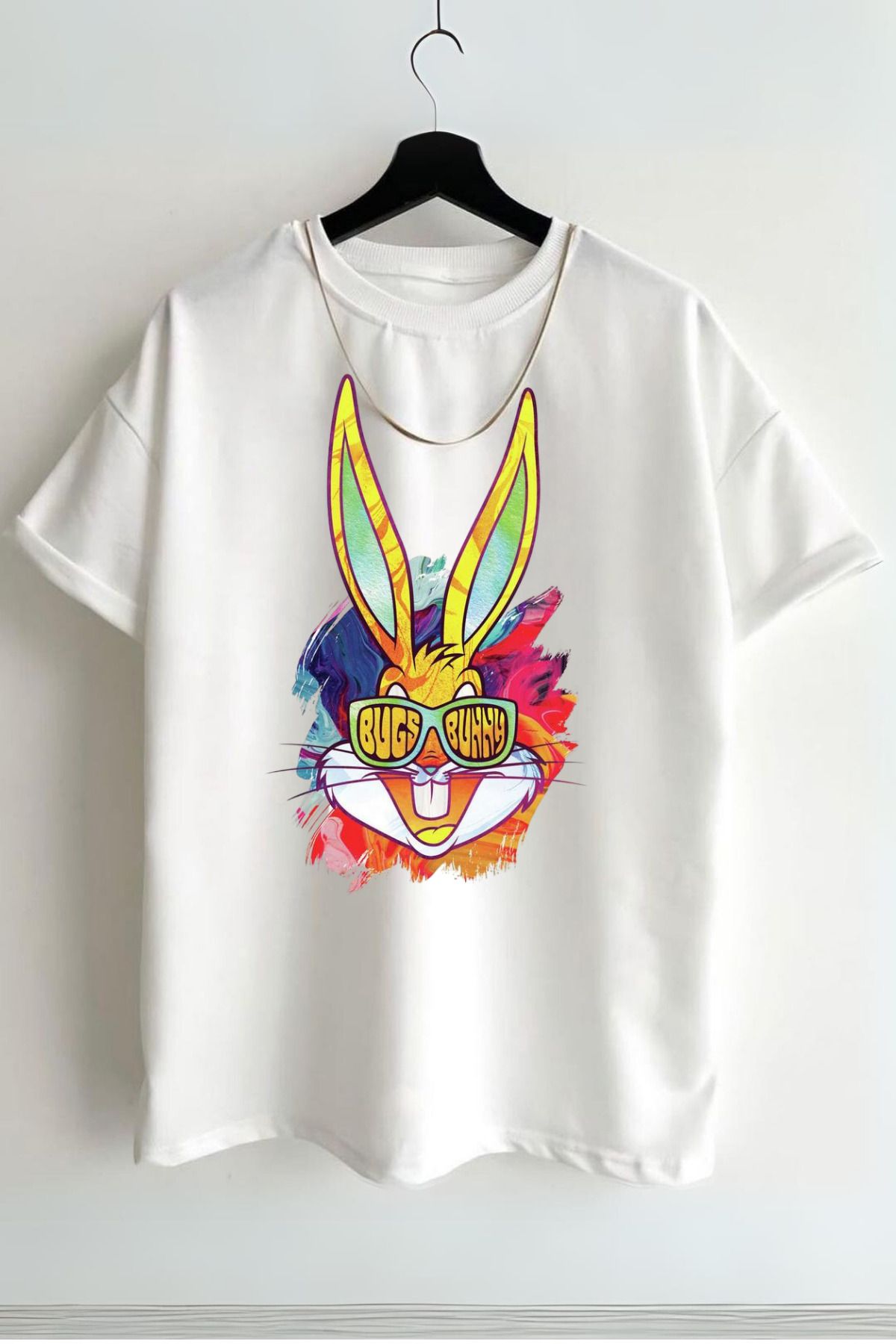 AMMA Unisex Bugs Bunny Baskılı Baskılı Kısa Kol %100 Pamuk T-shirt