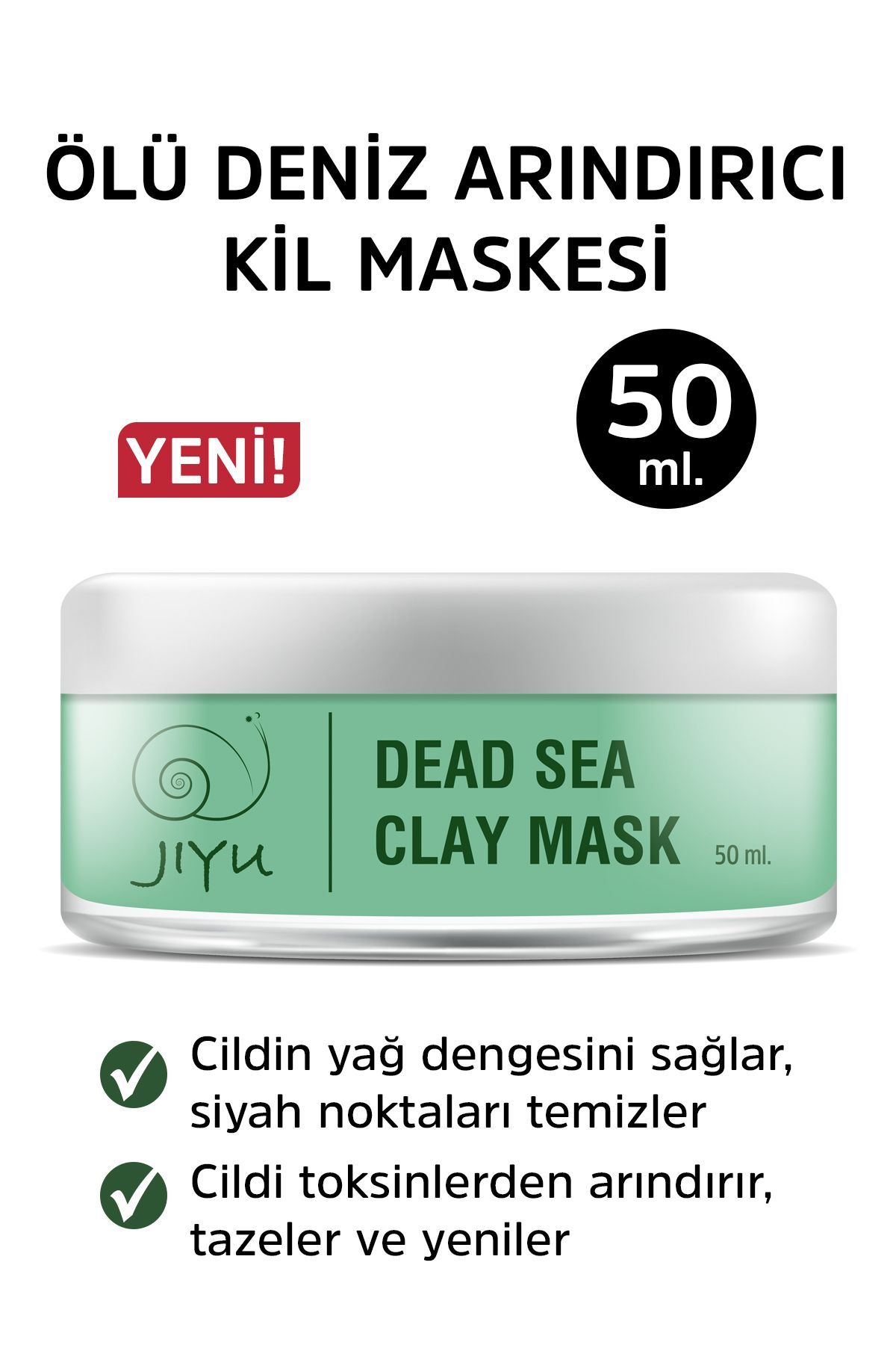 JIYU Ölüdeniz Kil Maskesi Sivilce ve Siyah Nokta Karşıtı Doğal Gözenek Sıkılaştırıcı 50 ml.