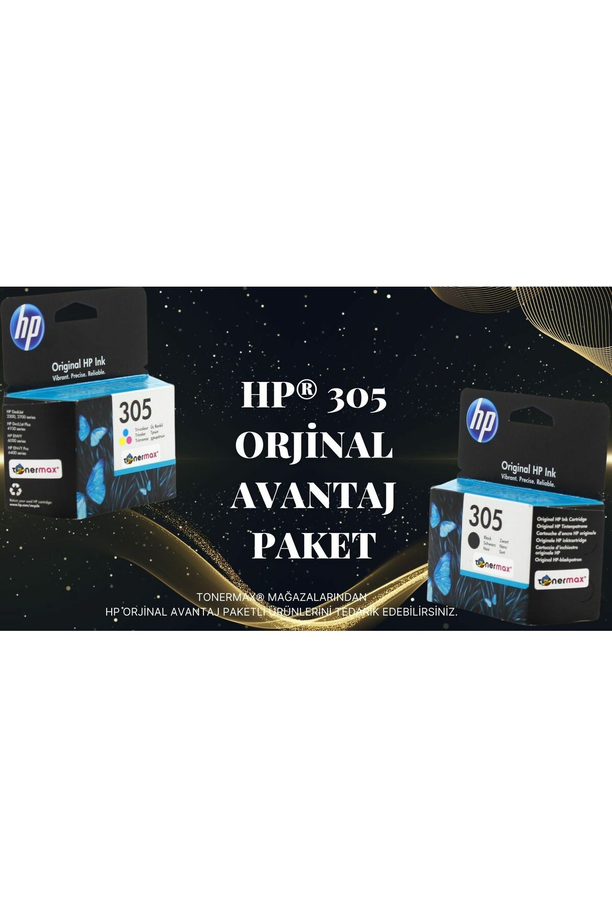 HP Deskjet 2720 Kartuş / Hp 305 Avantaj Paket Siyah Ve Renkli Kartuş