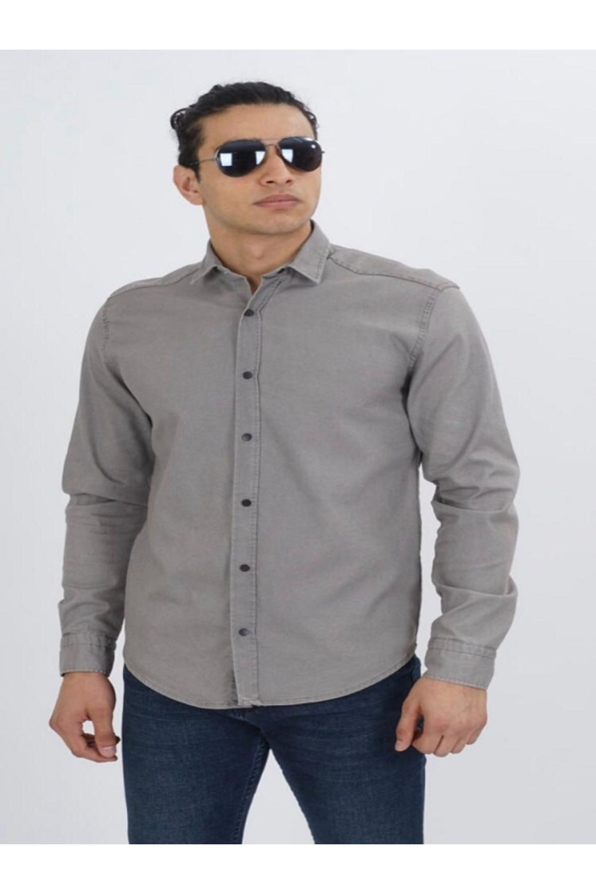 Dynamo erkek slım fıt denim gömlek 9959