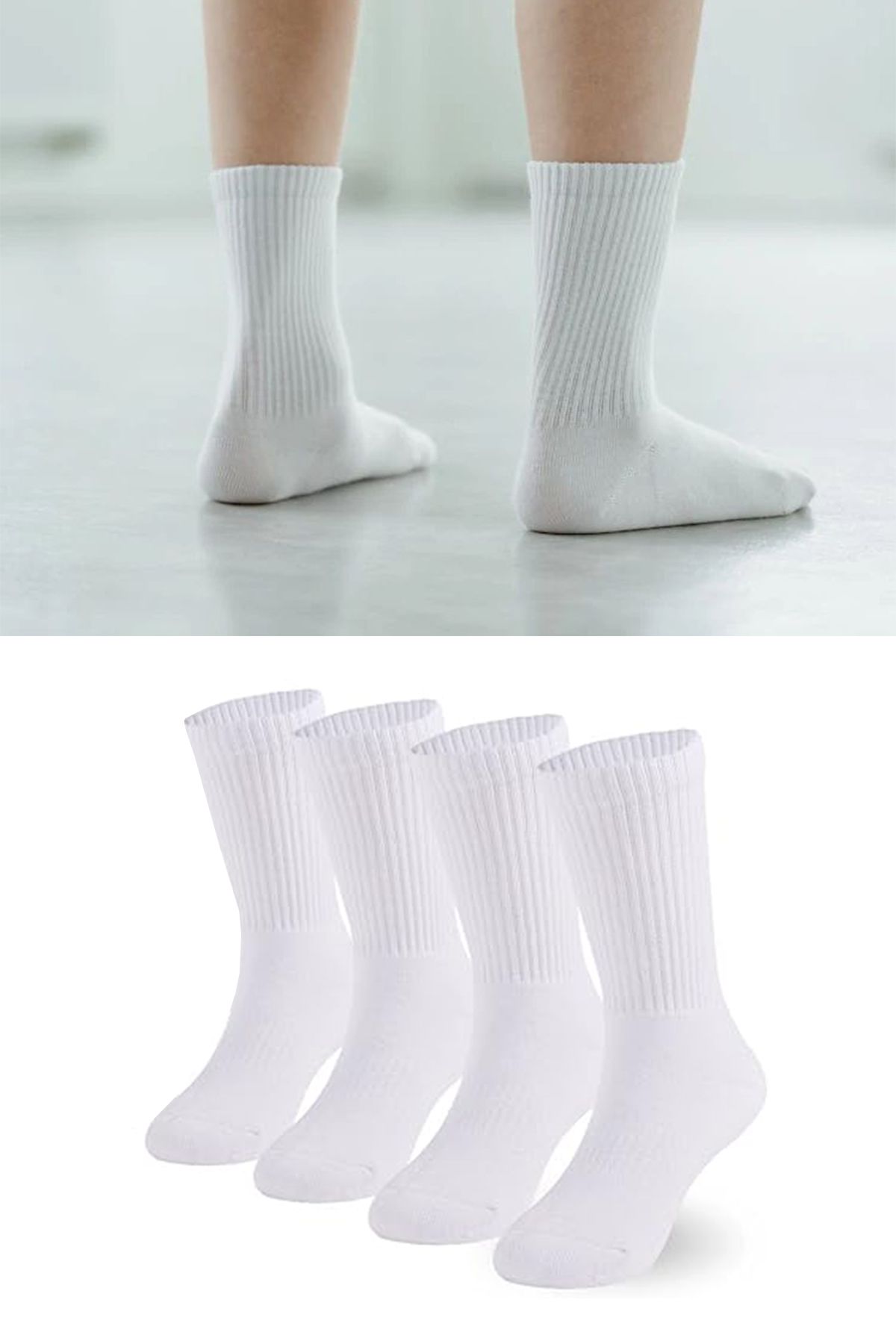 Socks Stations Unisex 4'lü Düz Beyaz Renkli Spor Çorap Kutusu