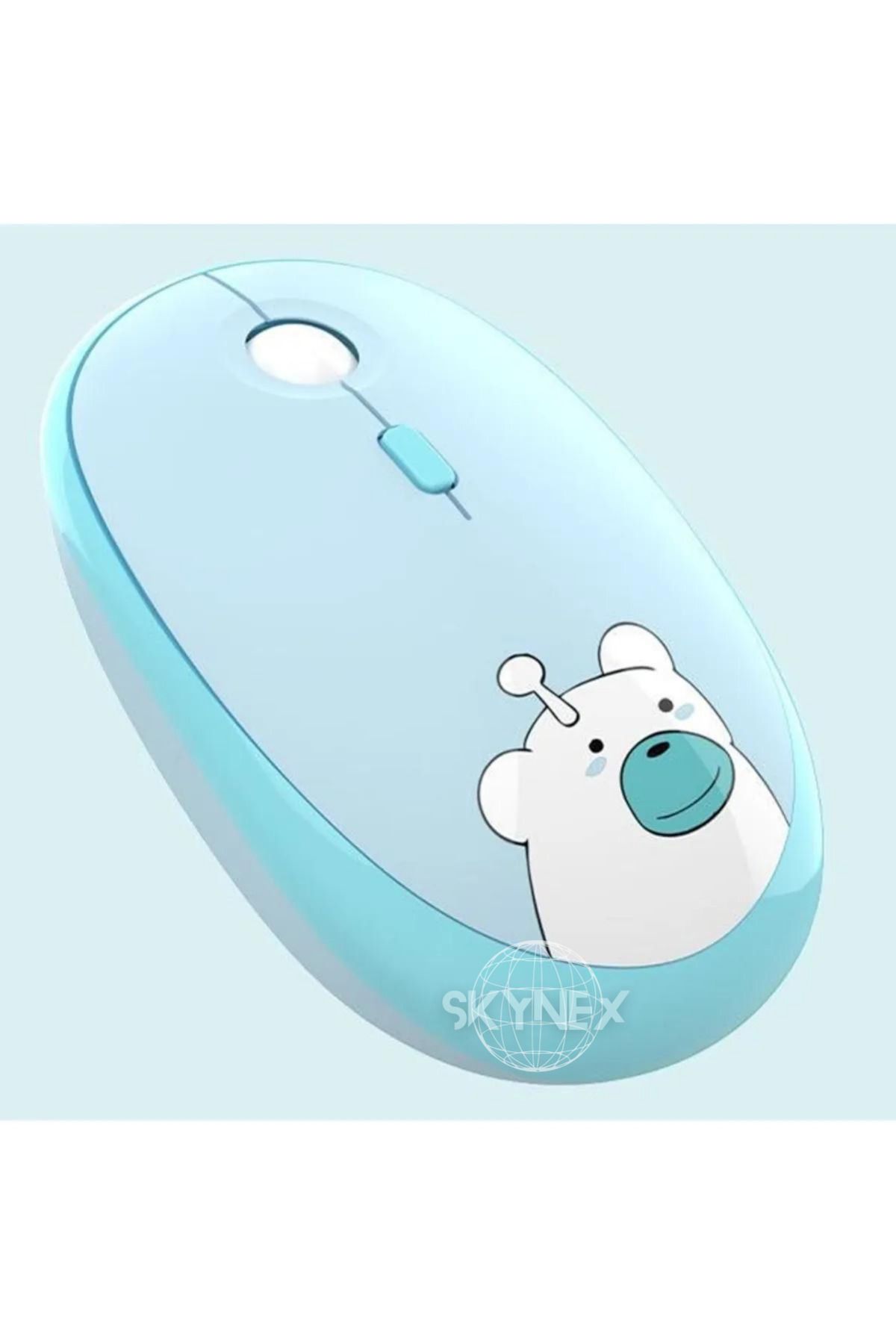 SKYNEX Kablosuz Wireless Mouse Renkli Ayıcık Tasarım Kablosuz Sessiz Bilgisayar Laptop için Pilli Fare M2