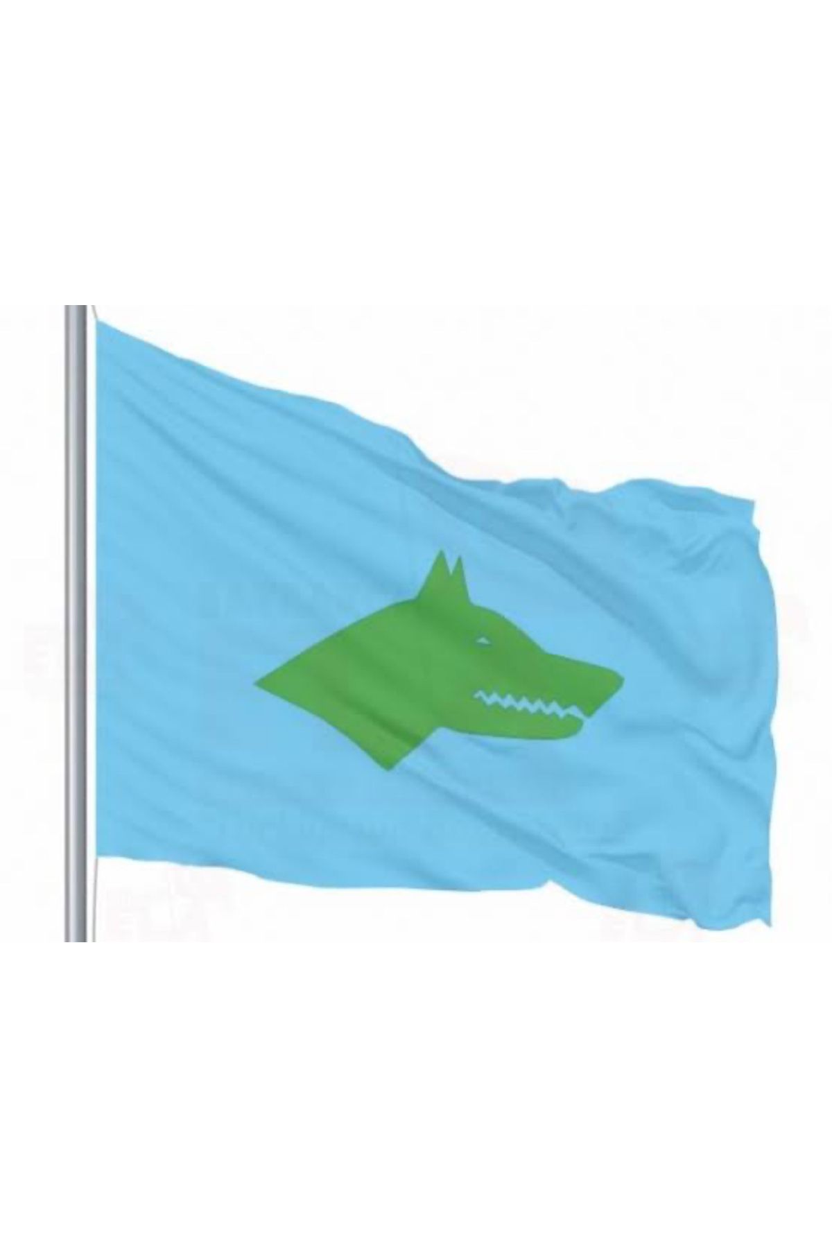 Özel Flama Bayrak Göktürk bayrağı mavi zemin yeşil kurt 70x105cm