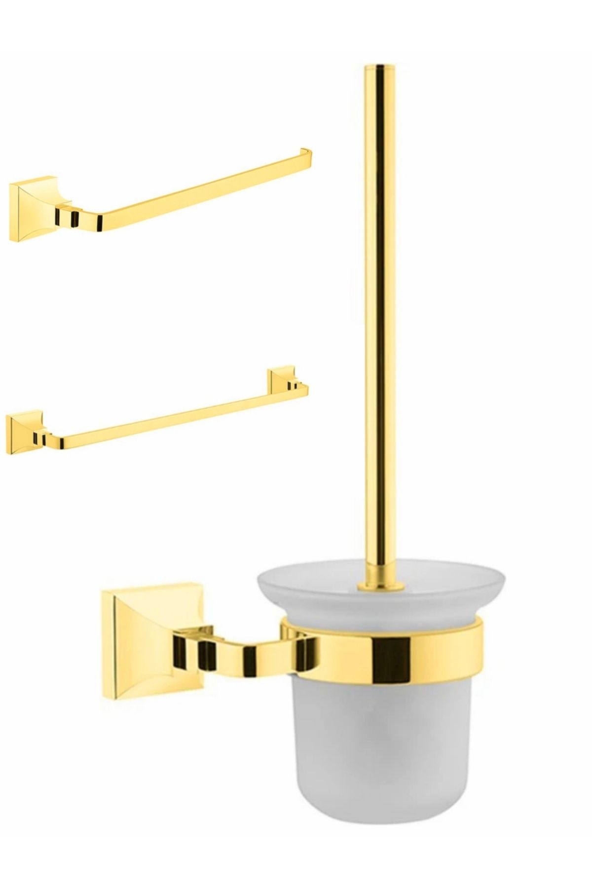 VitrA Elegance Altın 3'lü Banyo Seti - 2 adet Altın Havluluk + 1 adet Altın Tuvalet Fırçalığı