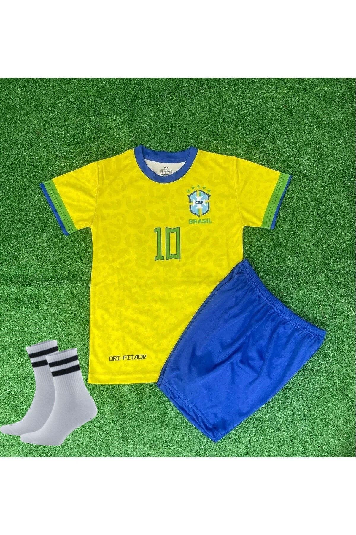 ZİLONG Brezilya Dünya Kupası Yeni Sezon Neymar Futbol Çocuk Forması Alt Üst 3'lü Set