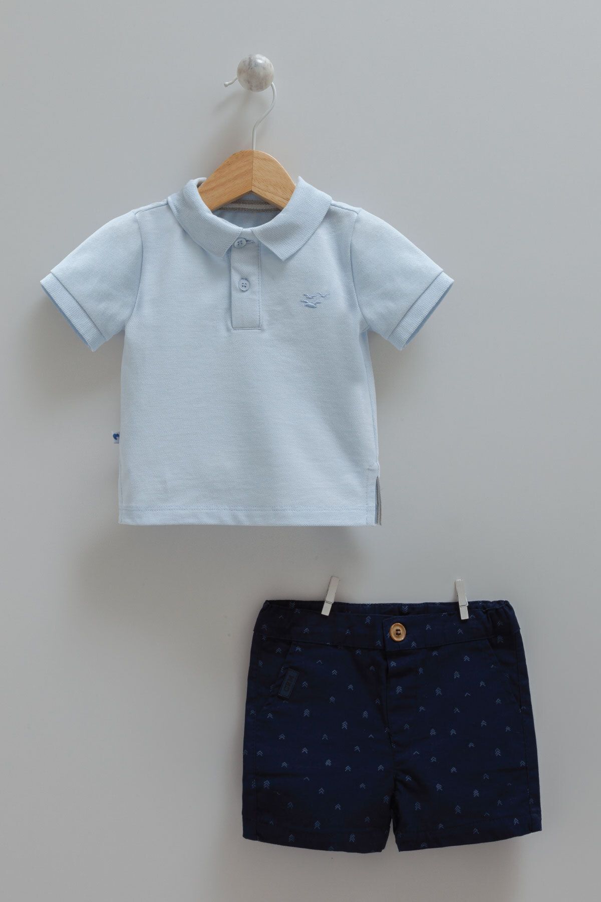 Caramell Polo Summer Collection %100 Pamuk  Erkek Açık Mavi  Polo Tişört Ve Lacivert Kumaş Pantolon Takım