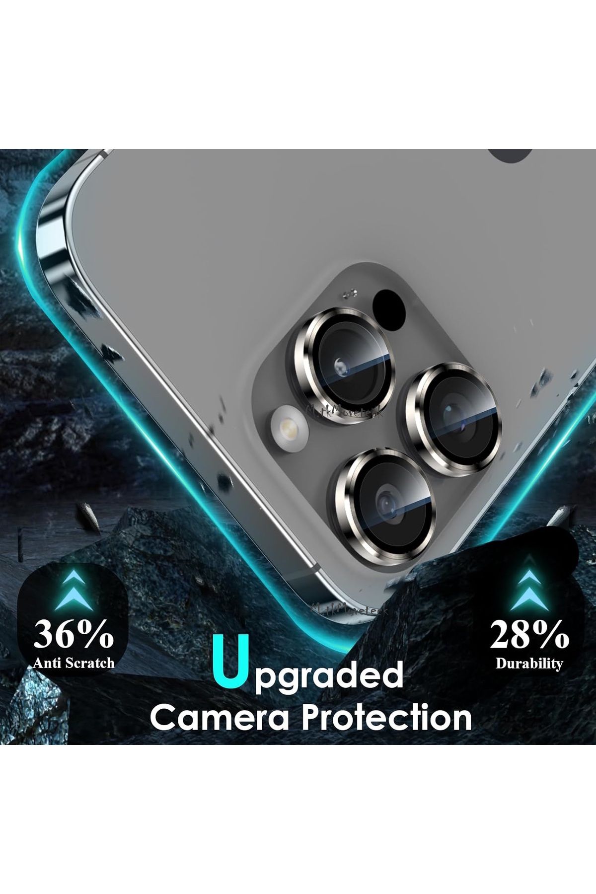 Mila İphone 15 Pro & İphone 15 Pro Max  Uyumlu Kamera Koruma  Koruyucu Temperli Cam Safir  Camı Titanium