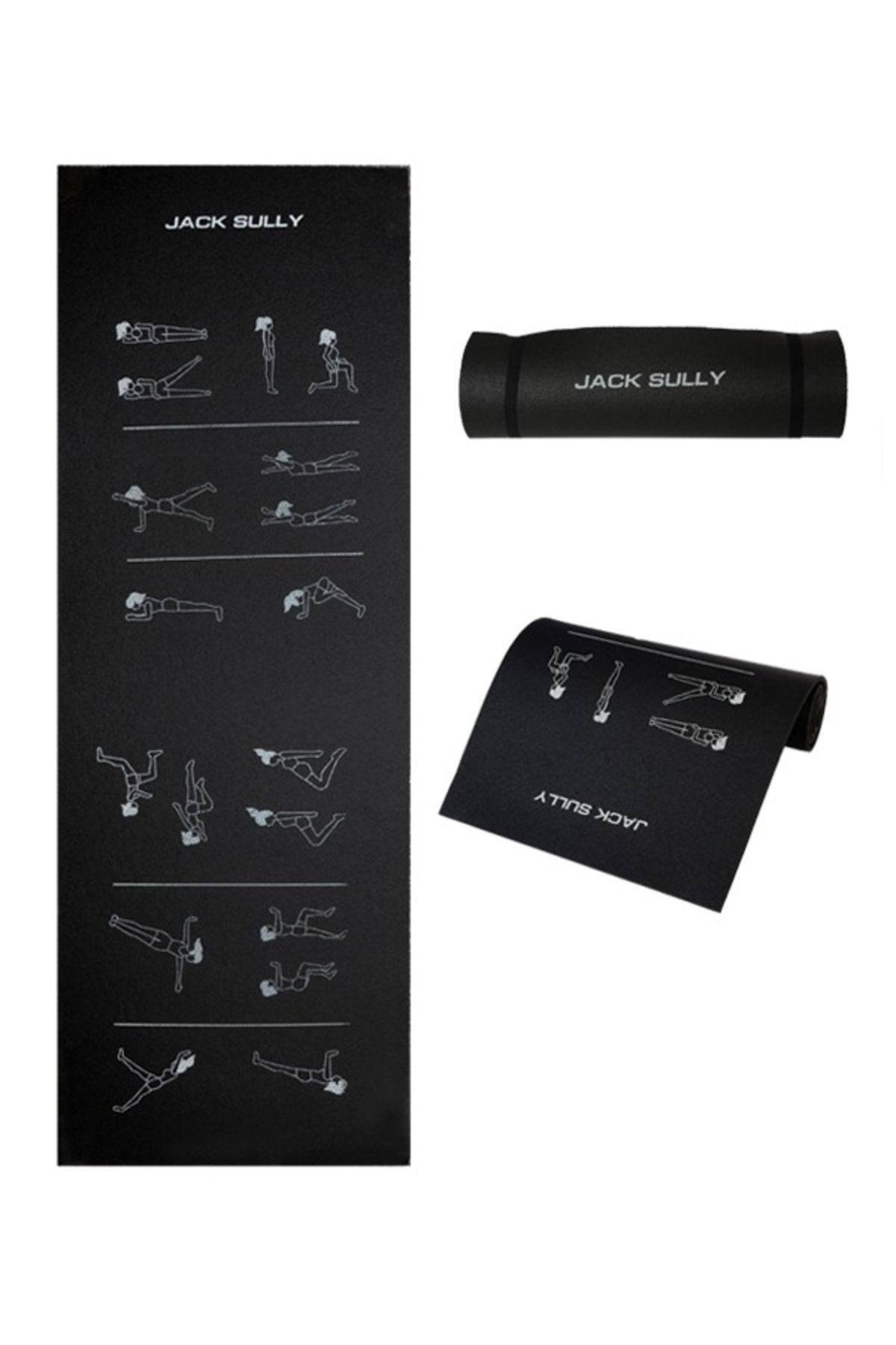 Jack Sully Egzersiz Figürlü Siyah Pilates Ve Yoga Minderi 180x60cm 10mm I Delta I Yukon I Benardo I Black Deer