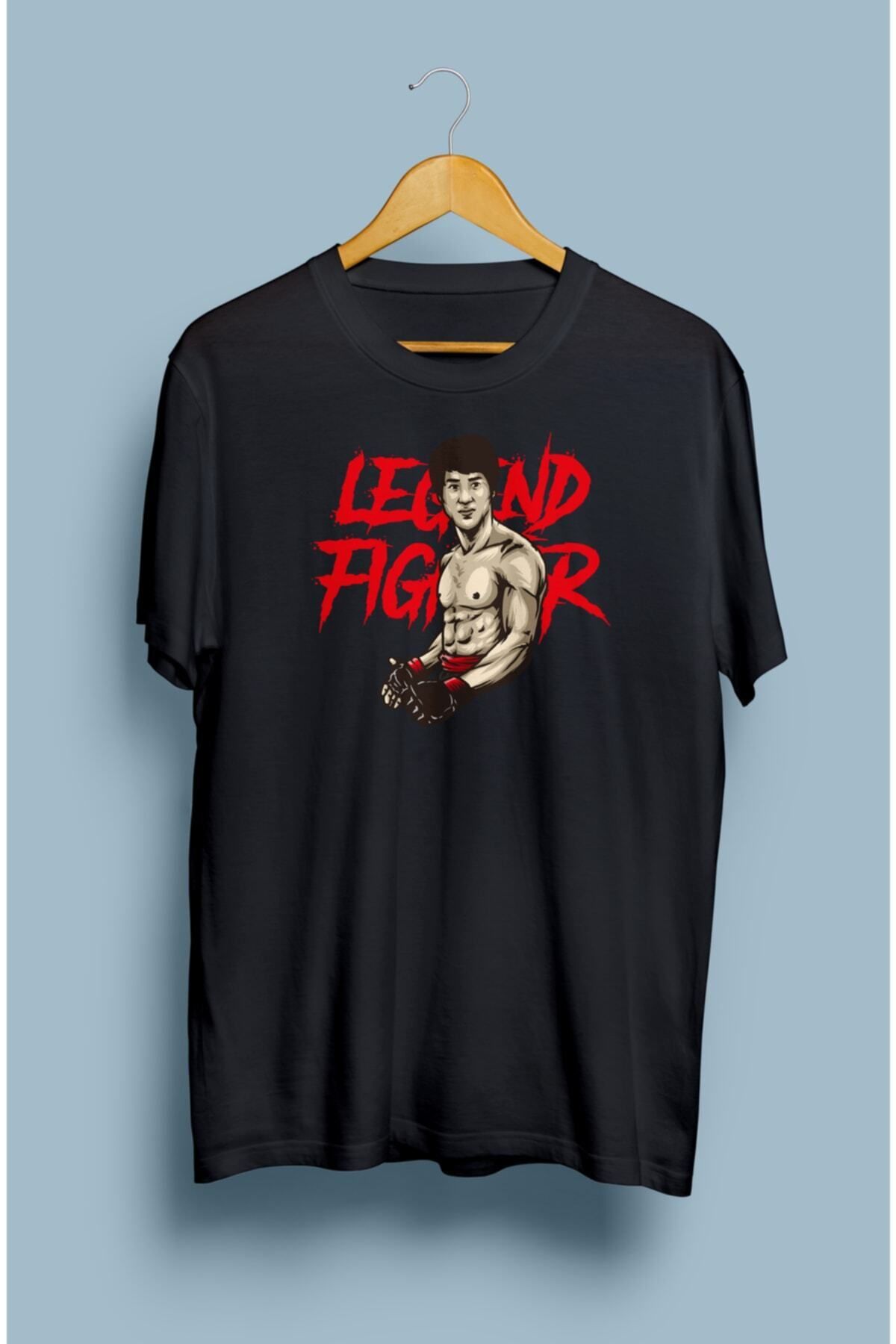 ZOKAWEAR Bol Kalıp Unisex Efsane Dövüşçü Bruce Lee Tasarım Baskılı Tişört