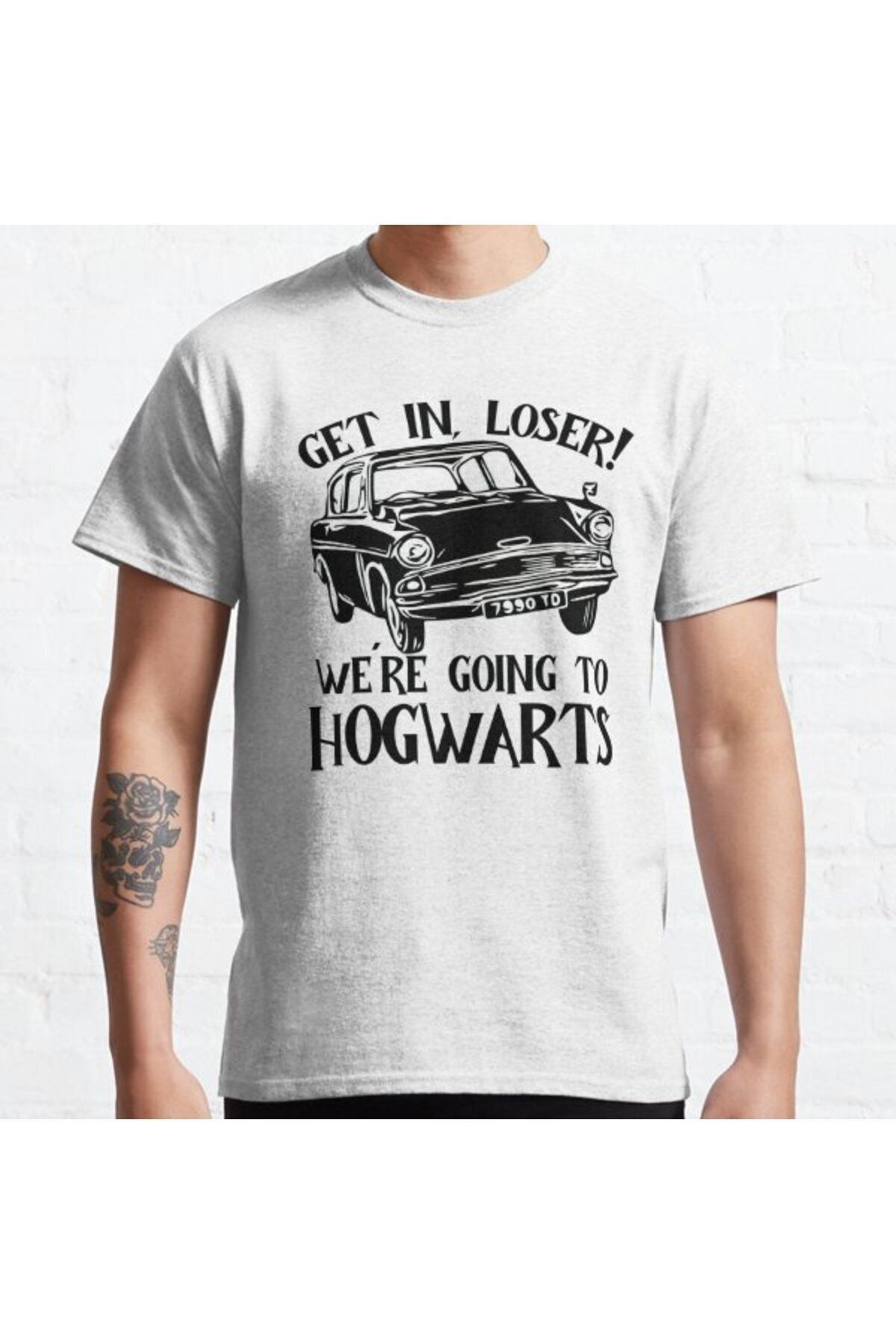 ZOKAWEAR Bol Kalıp Unisex Get In Loser We're Going To Hogwart Wizard Flying Car Harry Potter Baskılı Tshirt