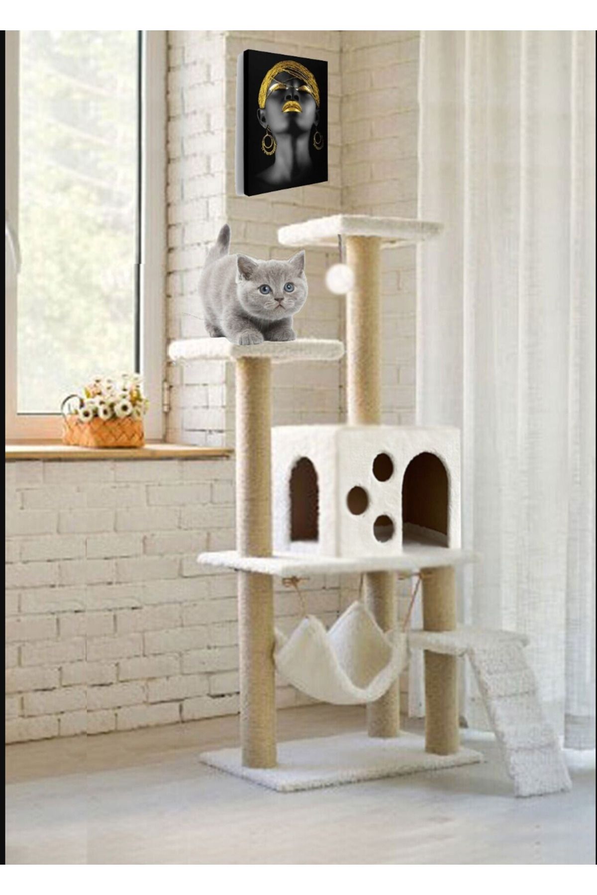 Nursoft Hamaklı Yuvalı Lüx Kedi Oyun Evi