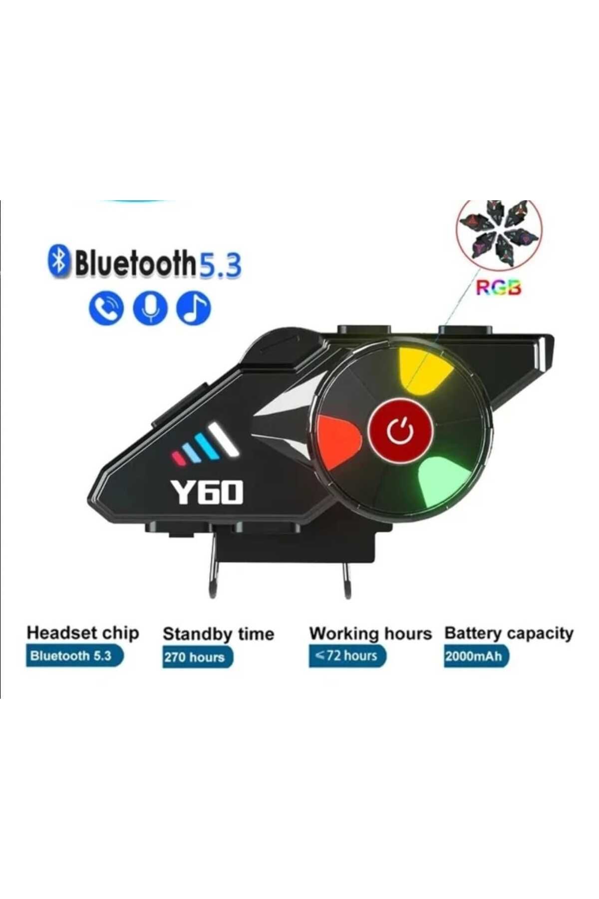 JUNGLEE Kask Interkom Kulaklık Bluetooth Mikrofonlu Kablosuz Motosiklet Kulaklığı RGB led ışıklı