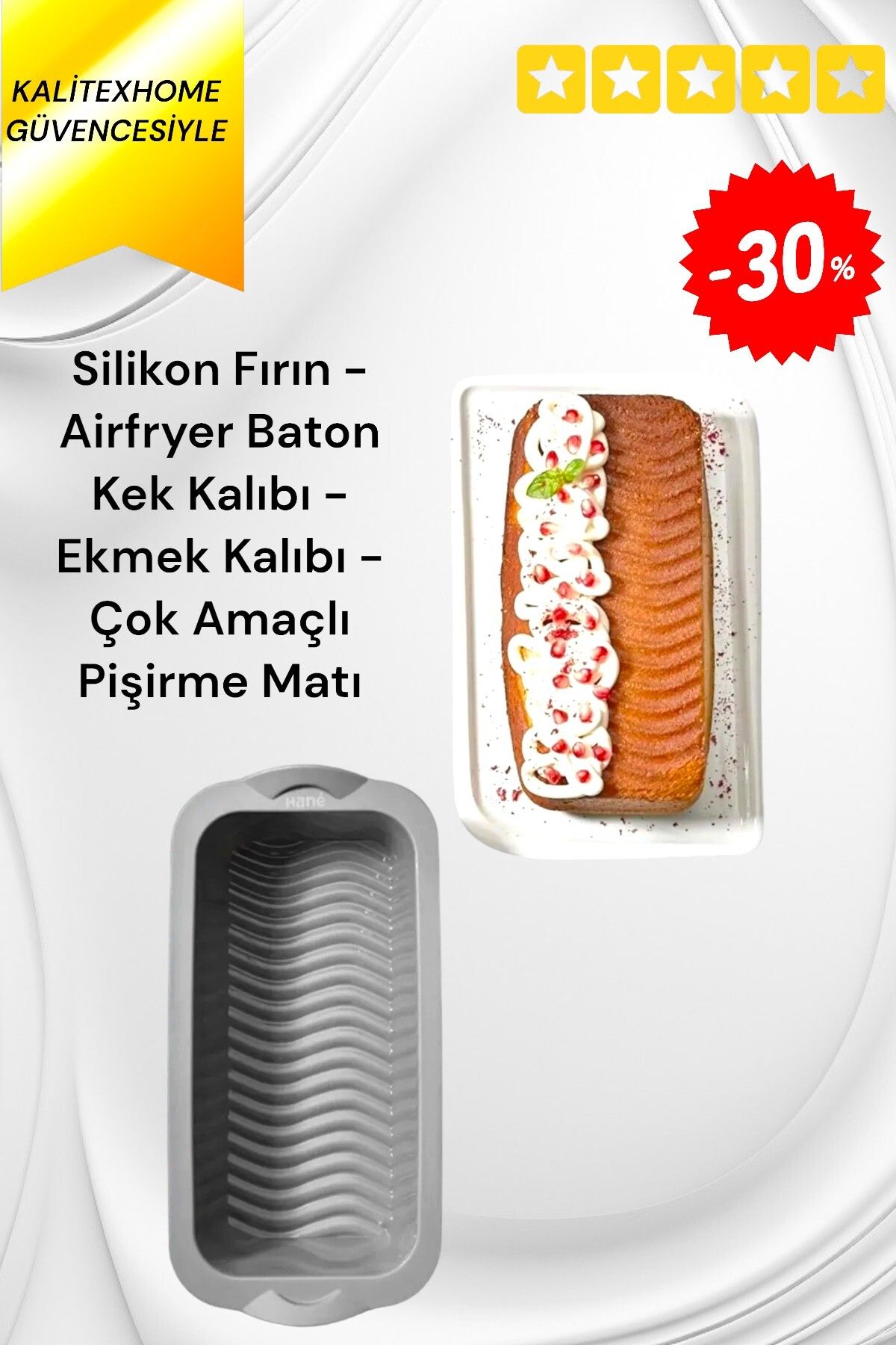 kalitexhome Silikon Fırın - Airfryer Baton Kek Kalıbı - Ekmek Kalıbı - Çok Amaçlı Pişirme Matı