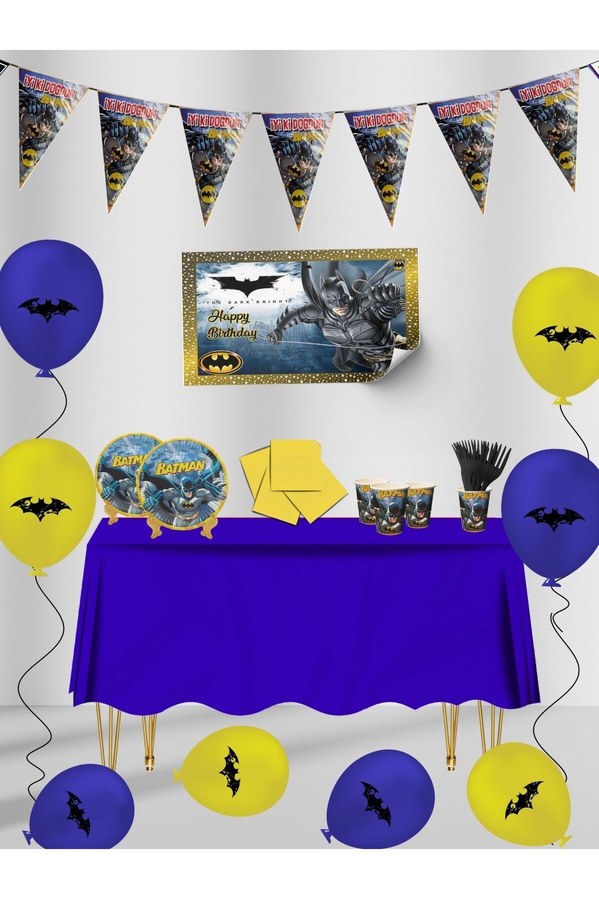 Batman Afişli 16 Kişilik Doğum Günü Parti Malzemeleri Süsleri Seti LXST