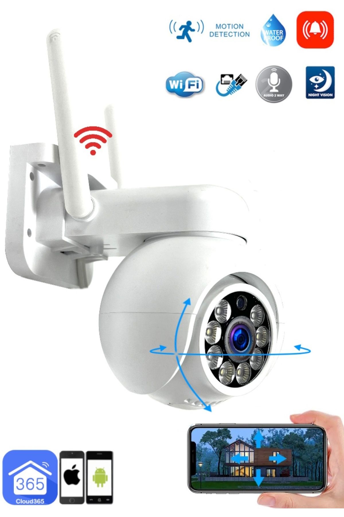 VİVATECH 360° Görüş Hareketli Wi-fi Akıllı Ip Güvenlik Kamerası Türkçe (cloud365) Uygulama