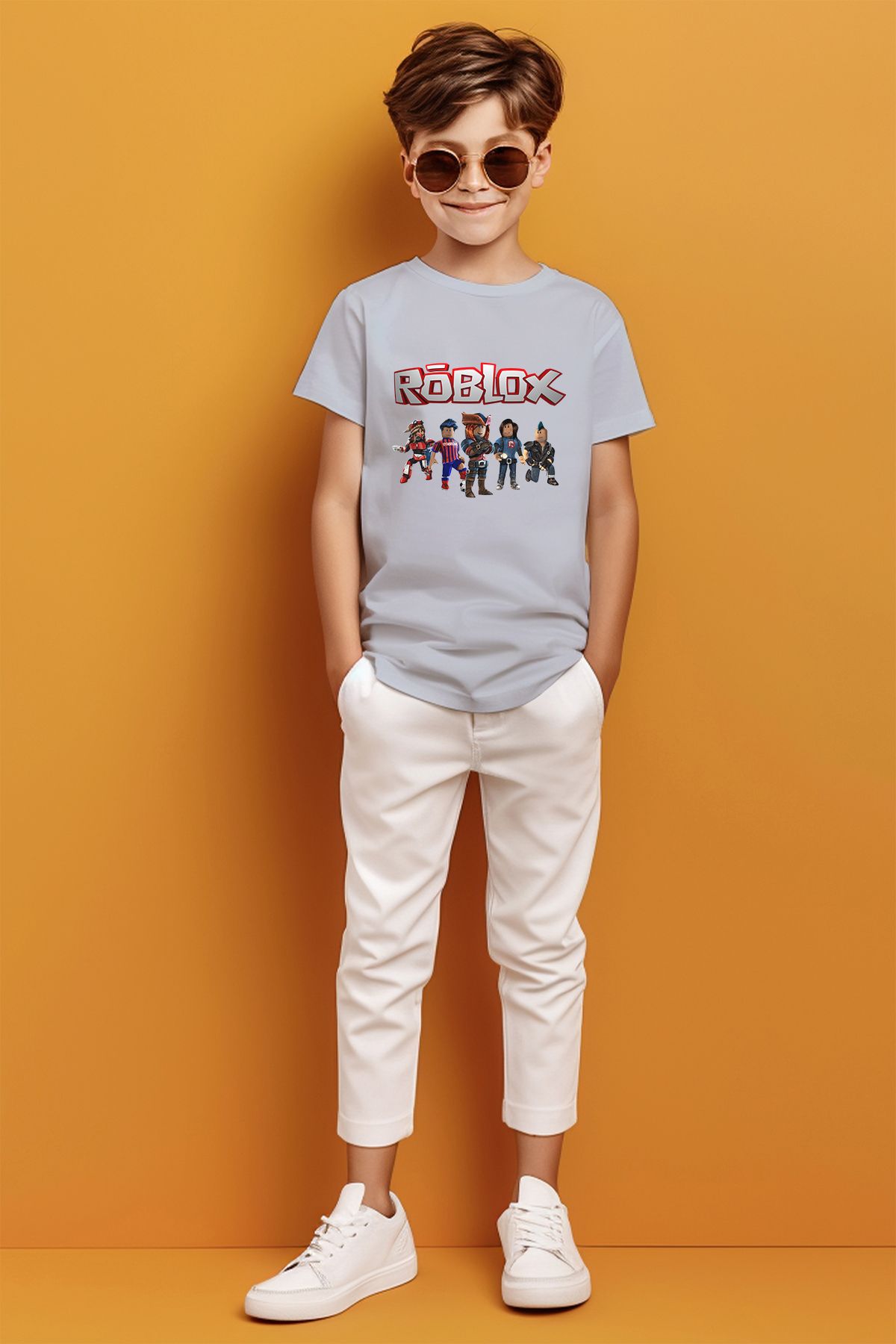 ADABEBEK Roblox Baskılı Oyun Temalı Erkek Çocuk Tişört