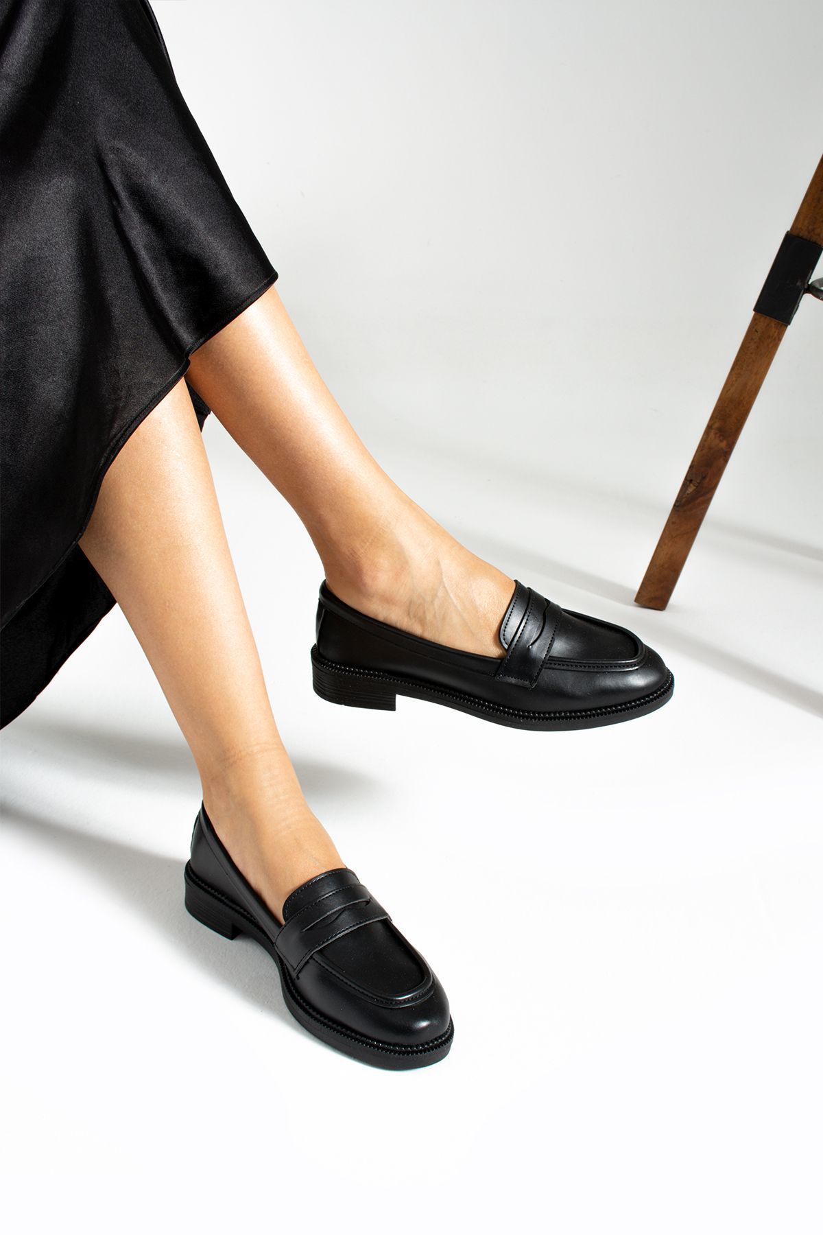 İnan Ayakkabı Kadın Loafer Günlük Klasik Ayakkabı Casual Makosen Siyah