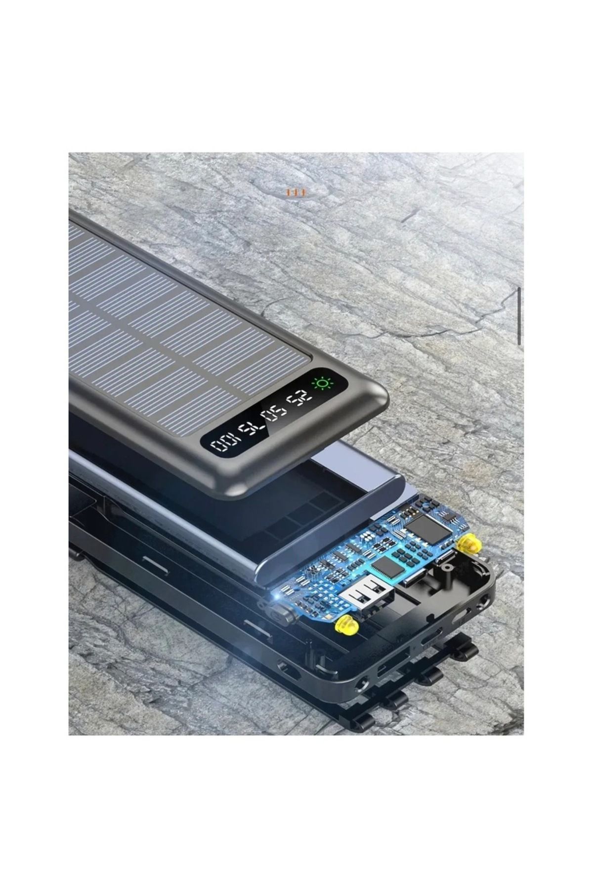 AXYA Güneş Enerjili Solar Panelli Powerbank 20000mah Led Işıklı Taşınabilir Şarj Aleti Garantili