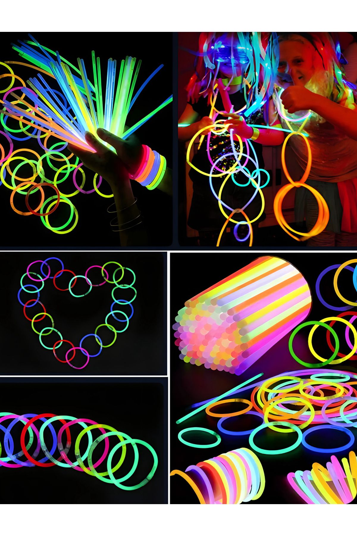 Mi-ÇA HOME 15 ‘li Parti Konser Çocuk Etkinlikleri Için Esnek Karanlıkta Parlayn Fosforlu Glow Stick Neon Çubuk