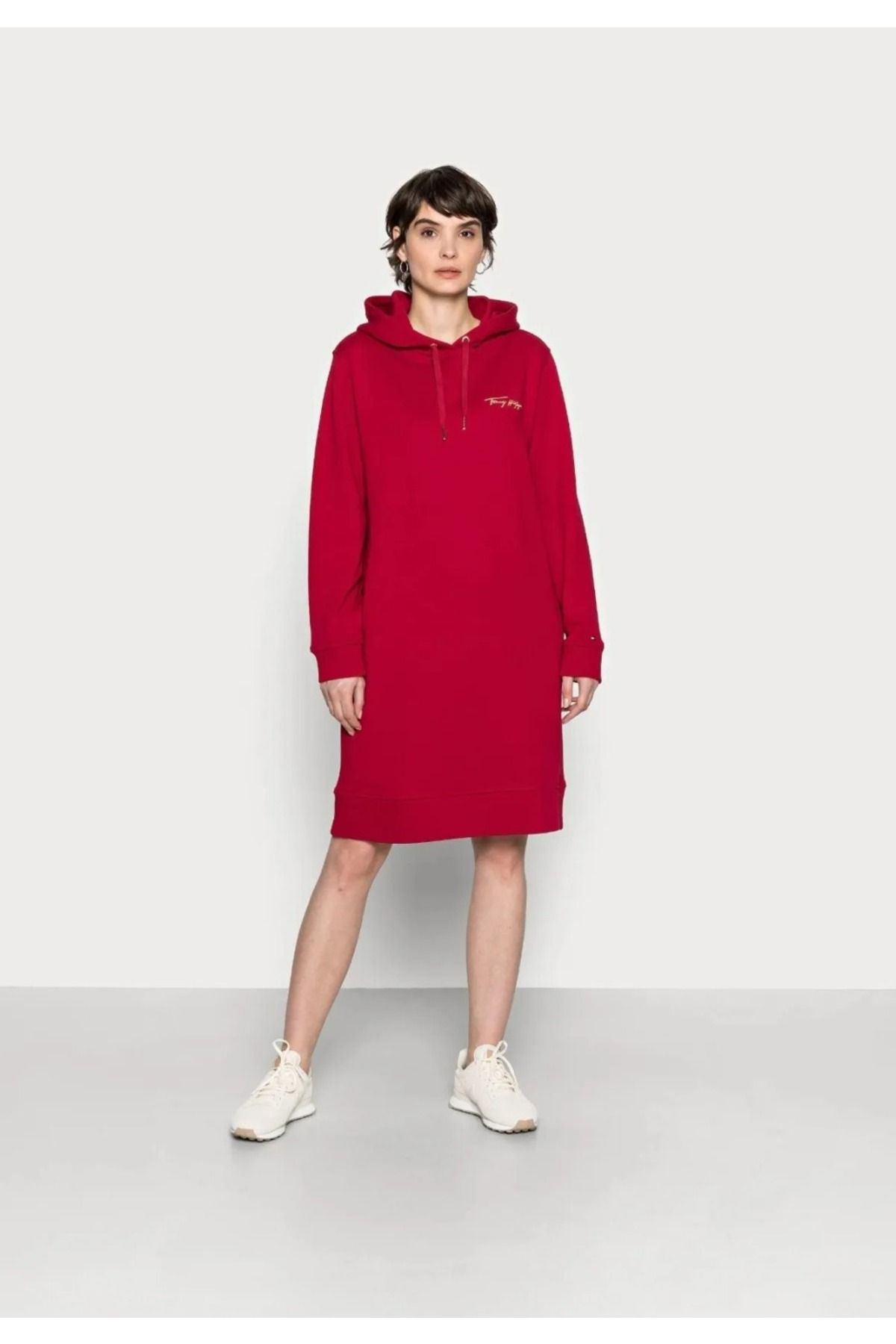 Tommy Hilfiger Script Knit Dress WW0WW30978 RED Regular Fit