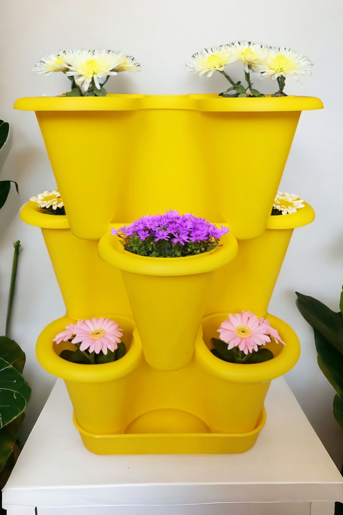 Arsimo 3 Katlı Şanslı Yonca Kule Saksı Seti | Çiçek Bitki Sebze Meyve Salon Mutfak Banyo Bahçe Saksı Seti