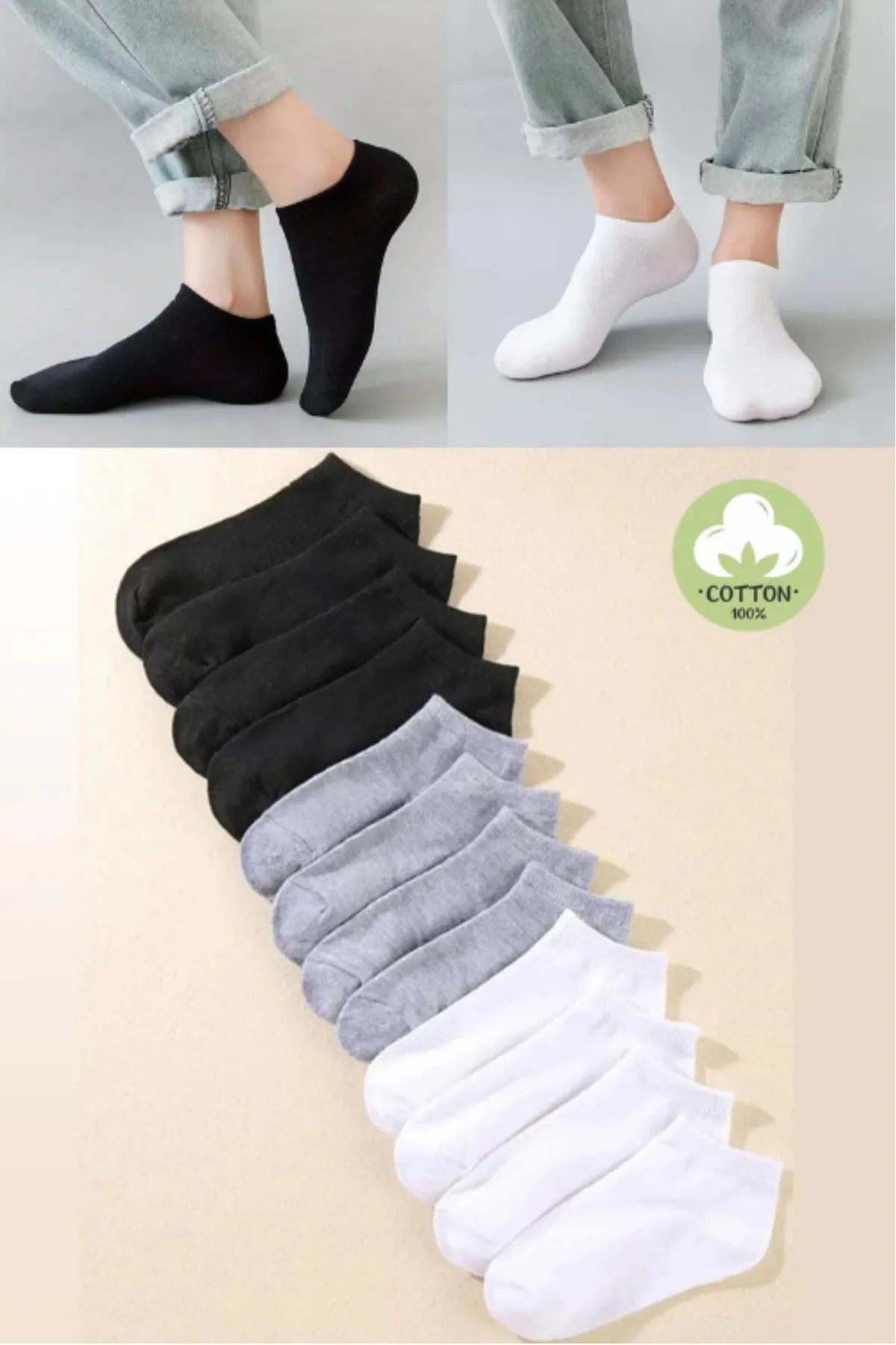HİTRA Hitra Tekstil 12'li Pamuklu Patik Çorap