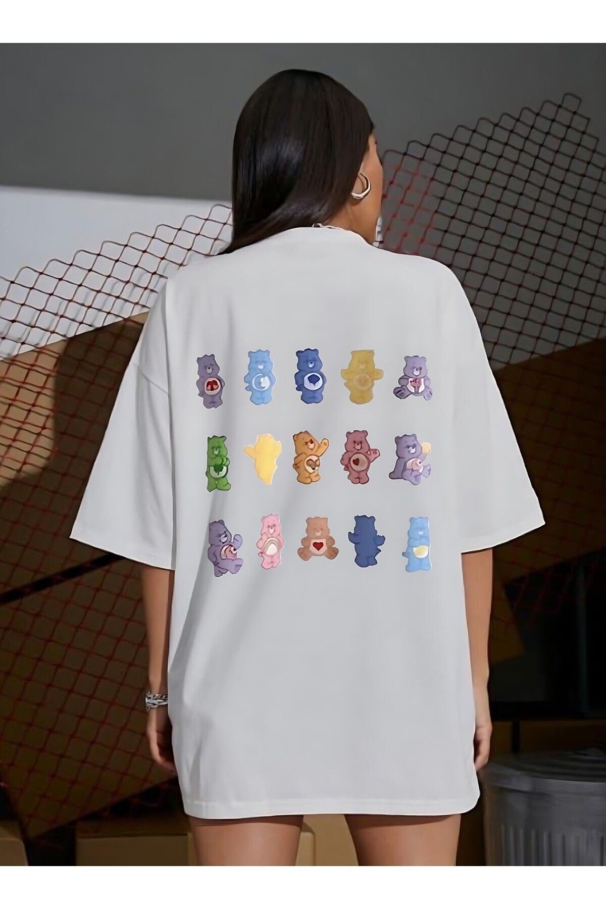 Luke Oens - Care Bears Yazı Baskılı Oversize T-shirt