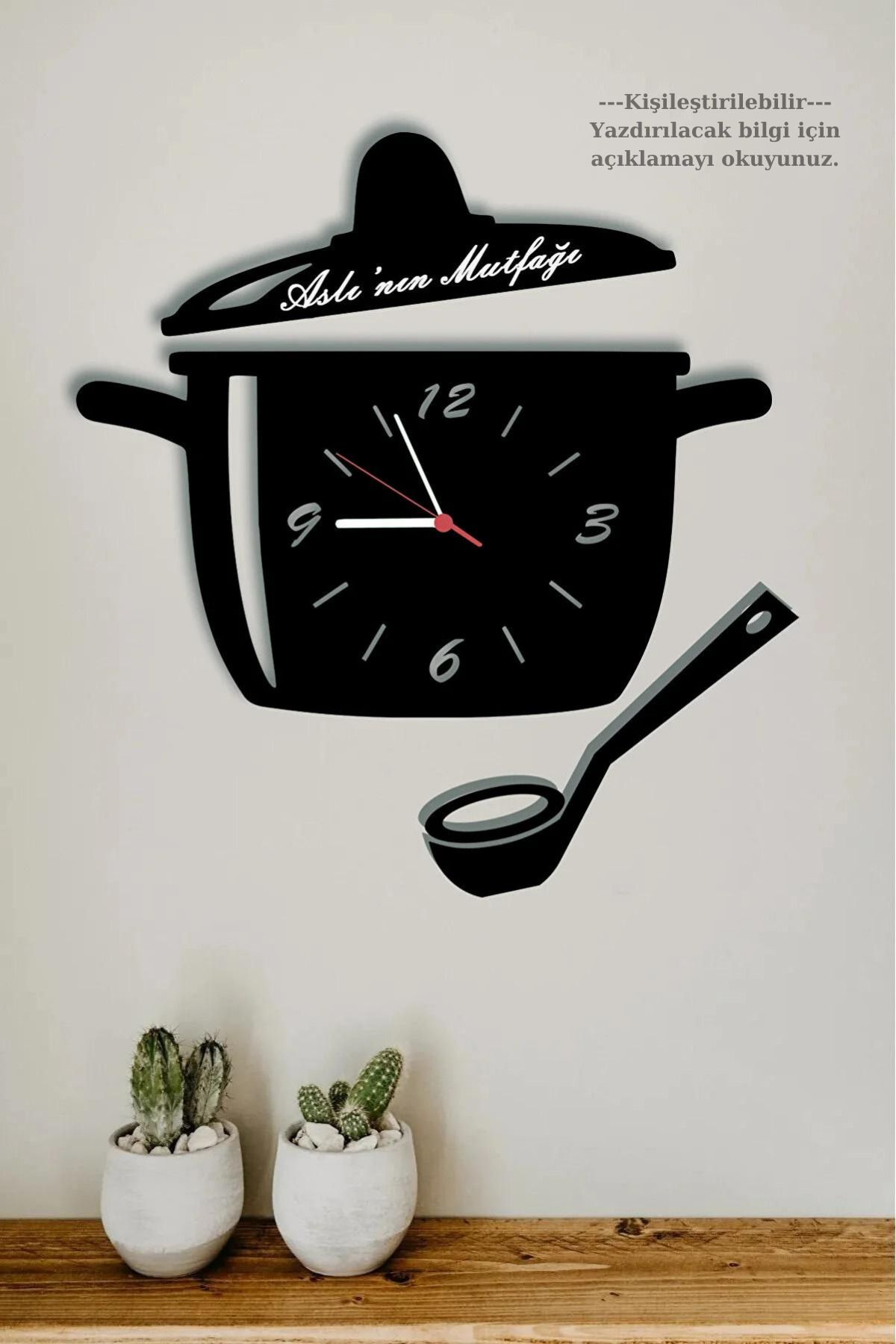 Ensa Design Mutfak Duvar Saati Tencere Kapak Modelli - İsim Yazılabilir - Mutfak Saati