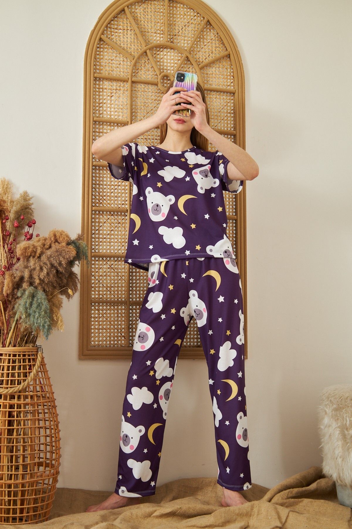 Aura Kadın Kısa Kol Pijama Takımı PolarBear2